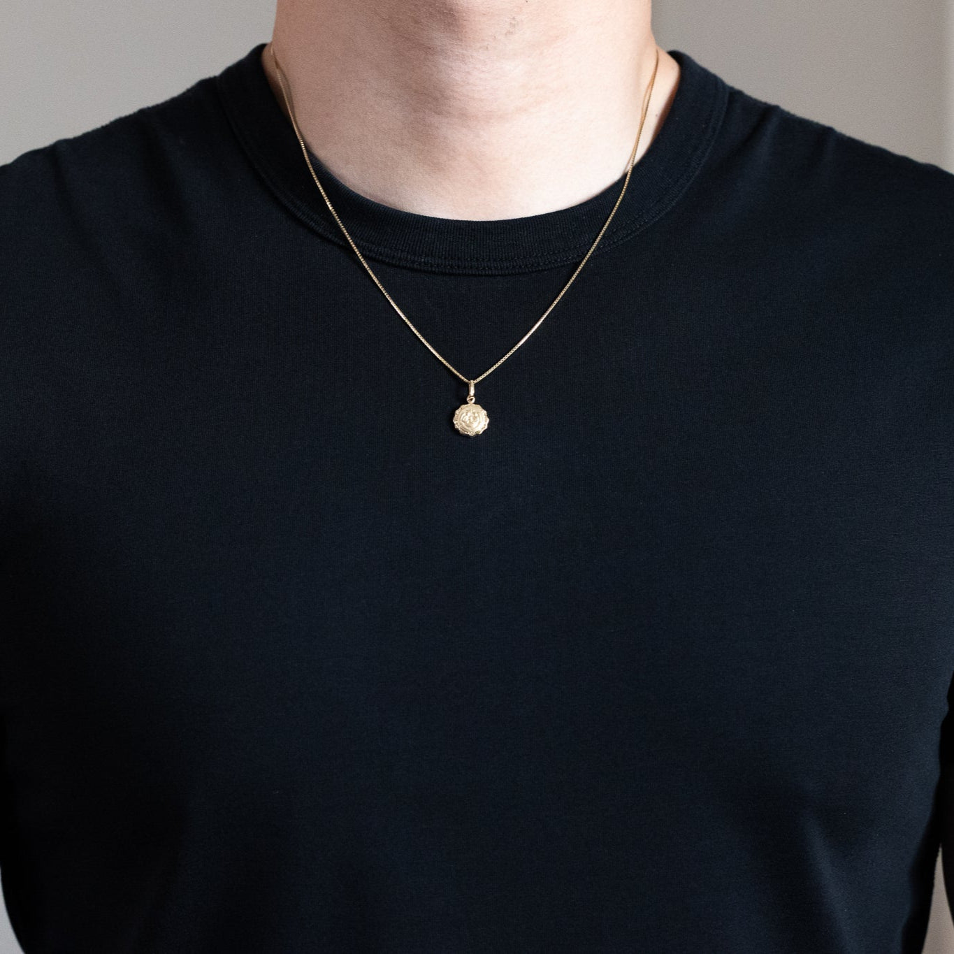 Gold Baptism Medal Religious Pendant - Model 240 - Charlie & Co. Jewelry