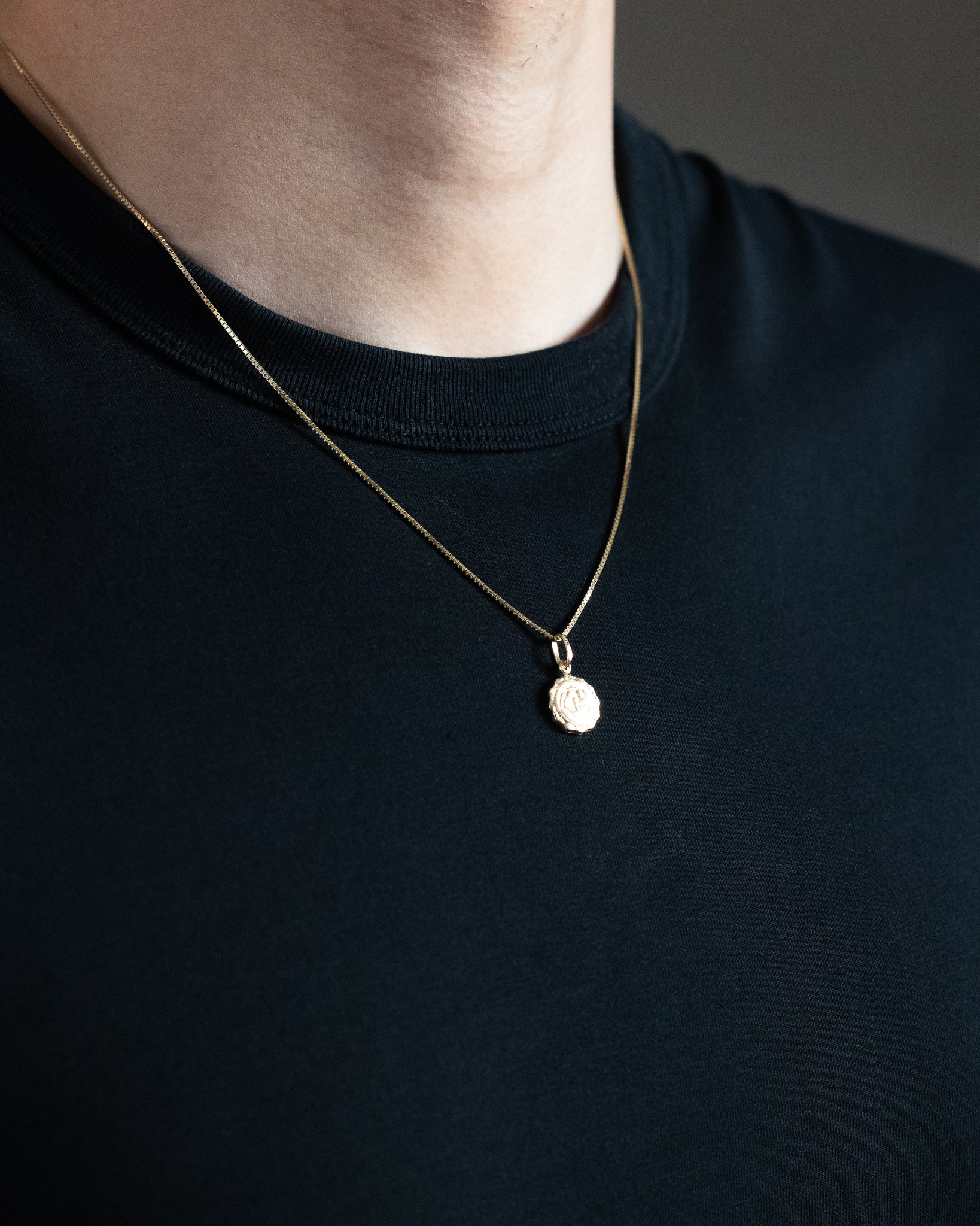 Gold Baptism Medal Religious Pendant - Model 240 - Charlie & Co. Jewelry