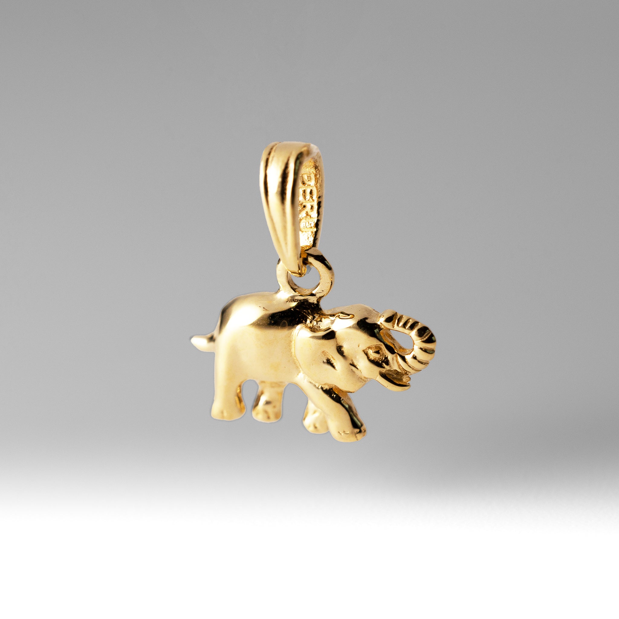 Gold Polished Mini Elephant Pendant - Charlie & Co. Jewelry