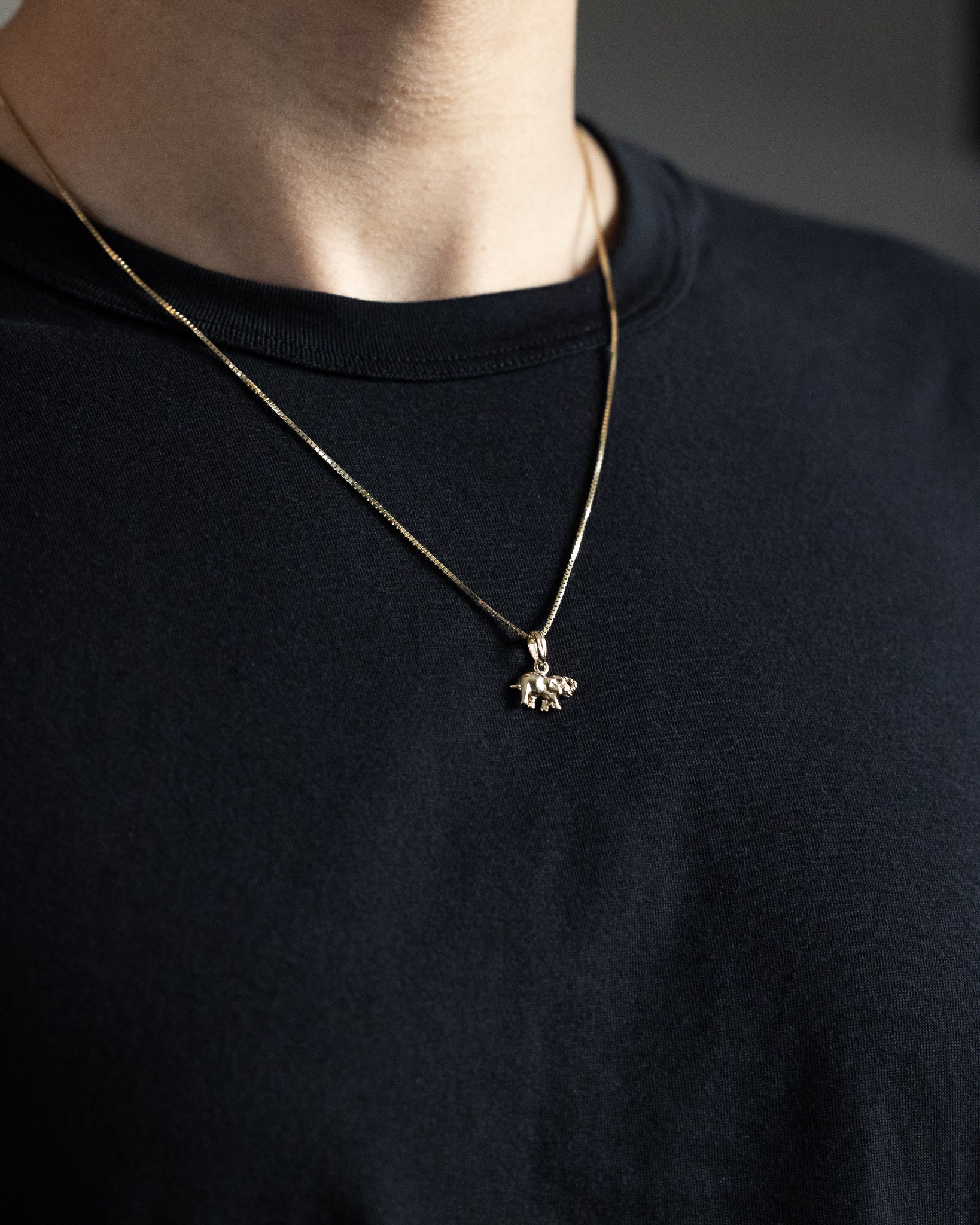 Gold Polished Mini Elephant Pendant - Charlie & Co. Jewelry