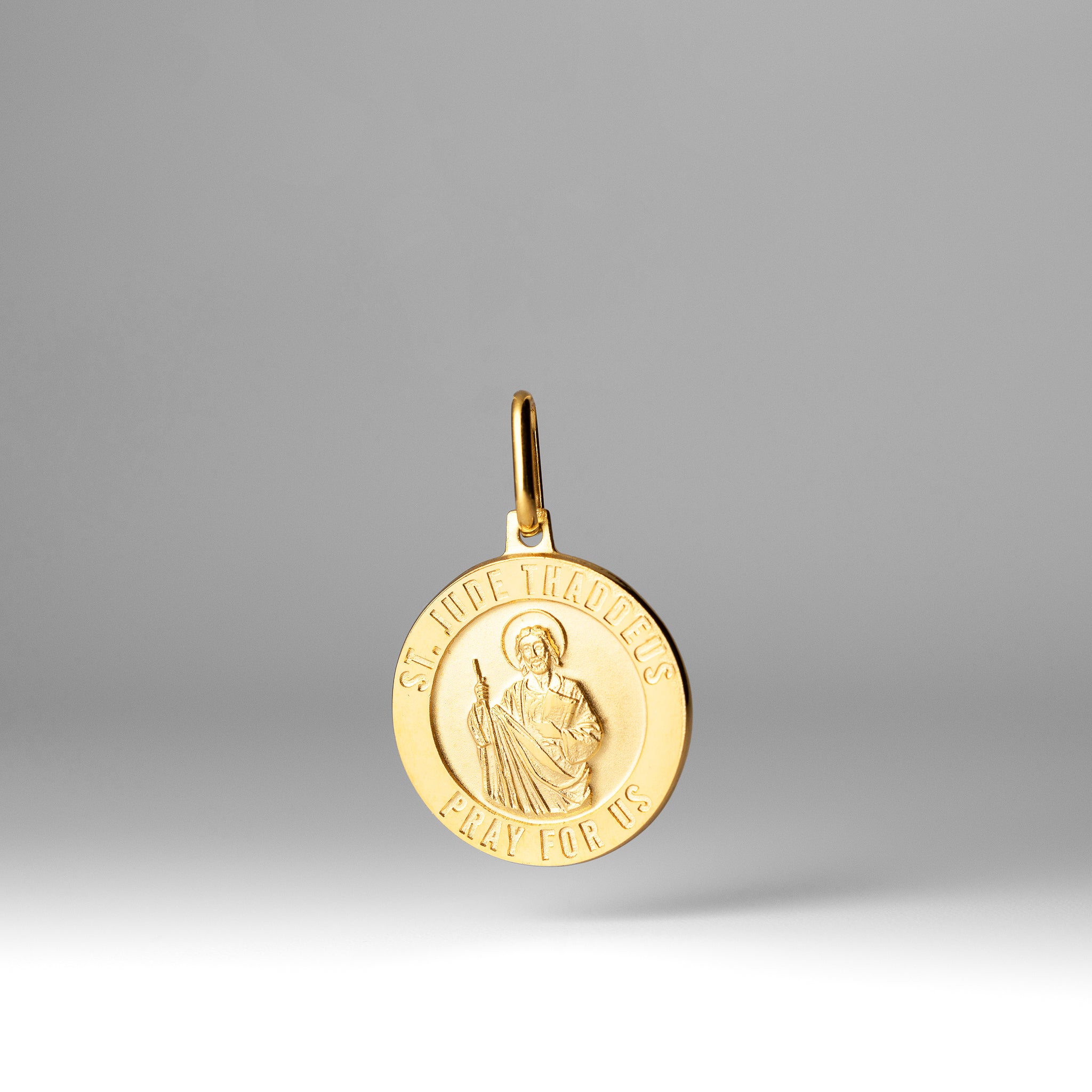 Gold St. Jude Round Solid Medal Pendant - Model 0279 - Charlie & Co. Jewelry