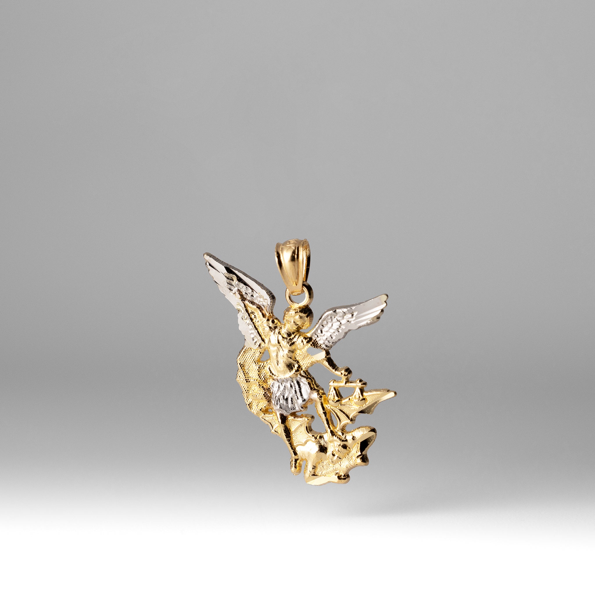 Gold Medium Saint Michael Archangel Pendant - Model PT2776 - Charlie & Co. Jewelry