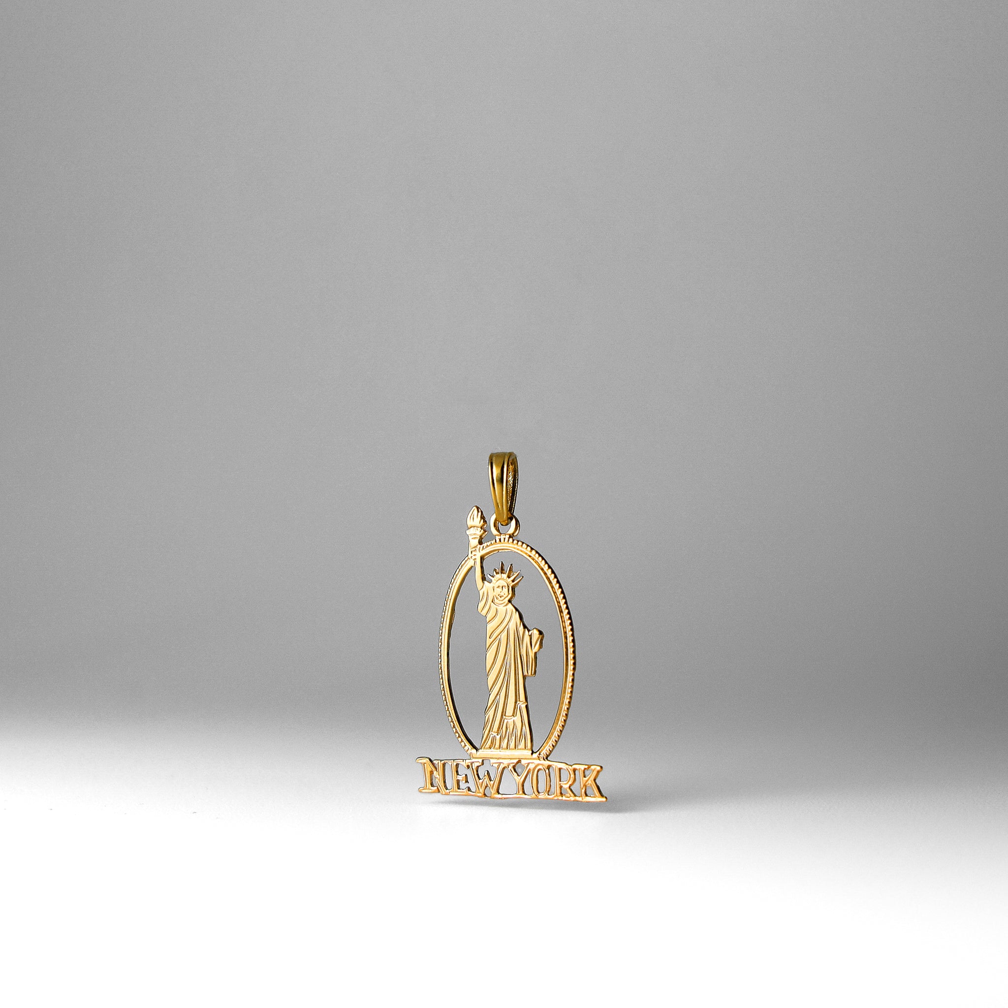 Gold New York with Statue of Liberty Charm Model-C3073 - Charlie & Co. Jewelry