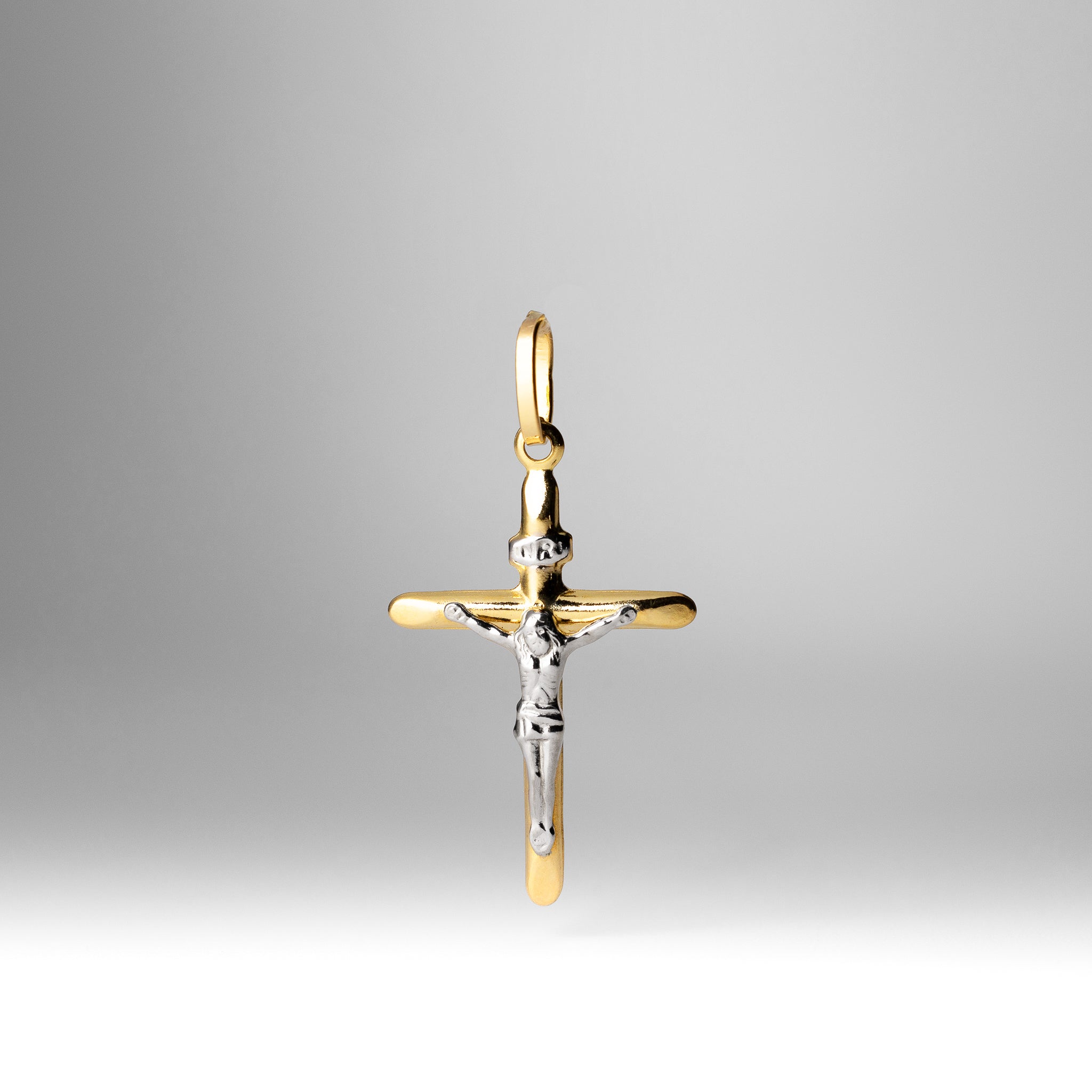 Gold Medium Crucifix Tube Cross Pendant - Model 0007 - Charlie & Co. Jewelry