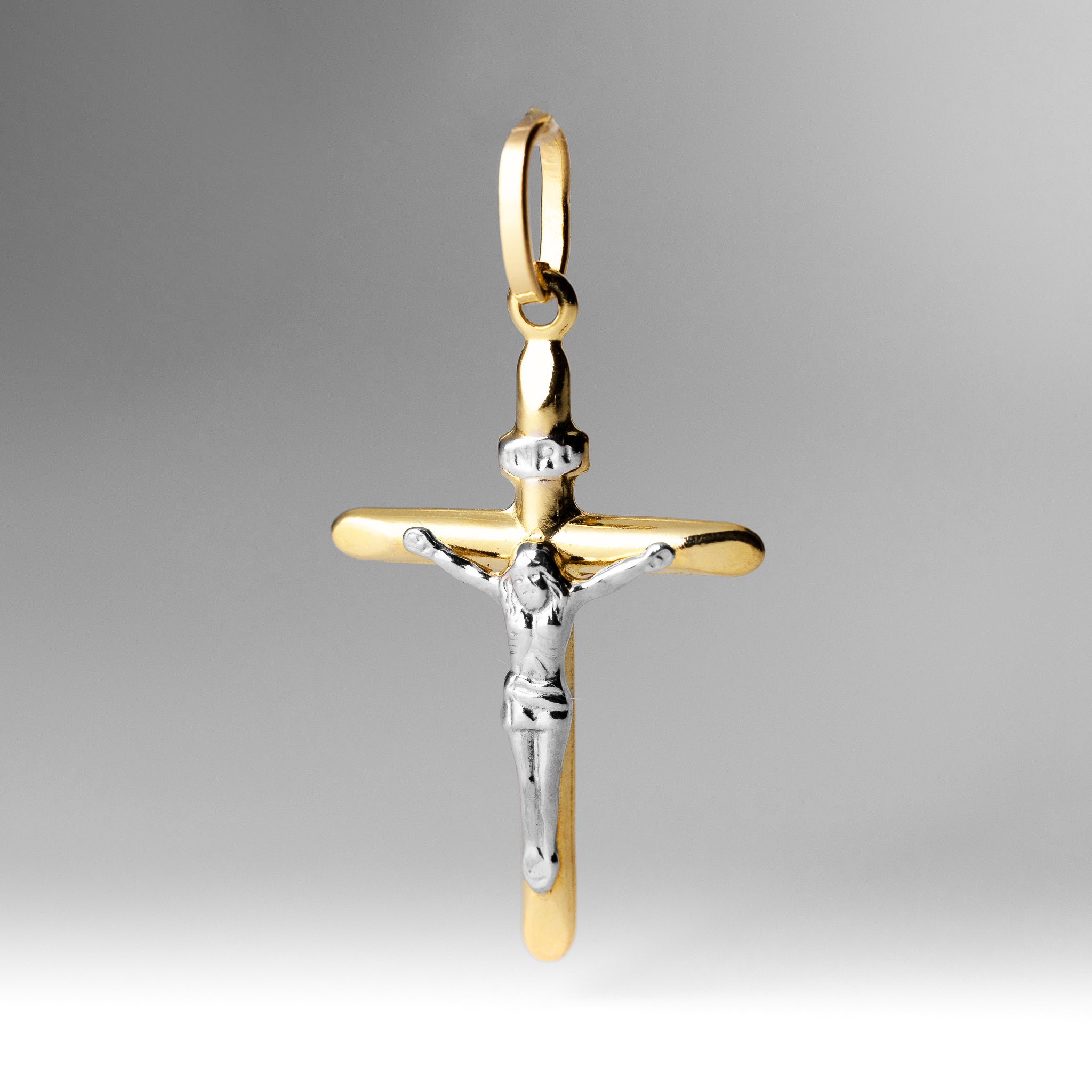Gold Medium Crucifix Tube Cross Pendant - Model 0007 - Charlie & Co. Jewelry