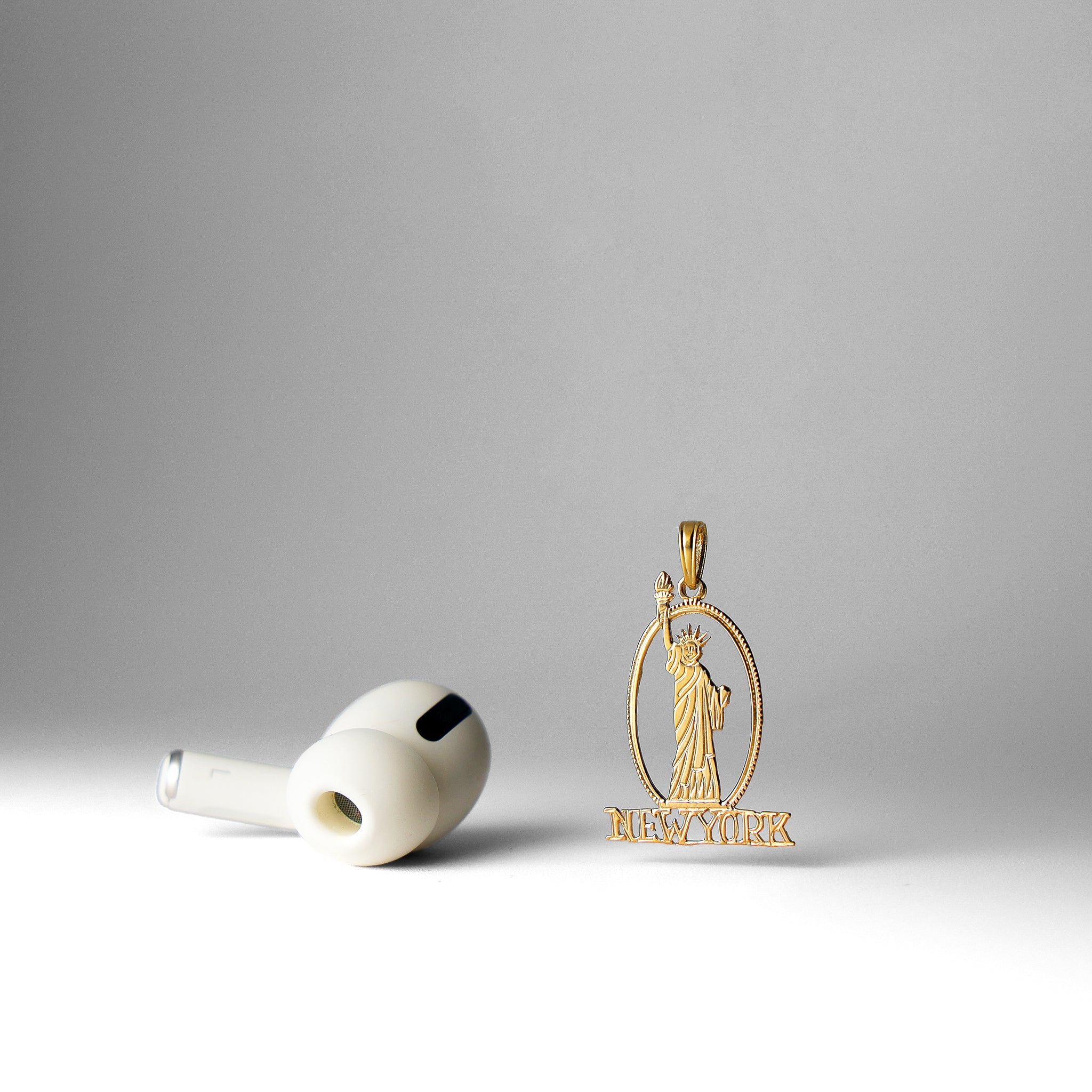 Gold New York with Statue of Liberty Charm Model-C3073 - Charlie & Co. Jewelry