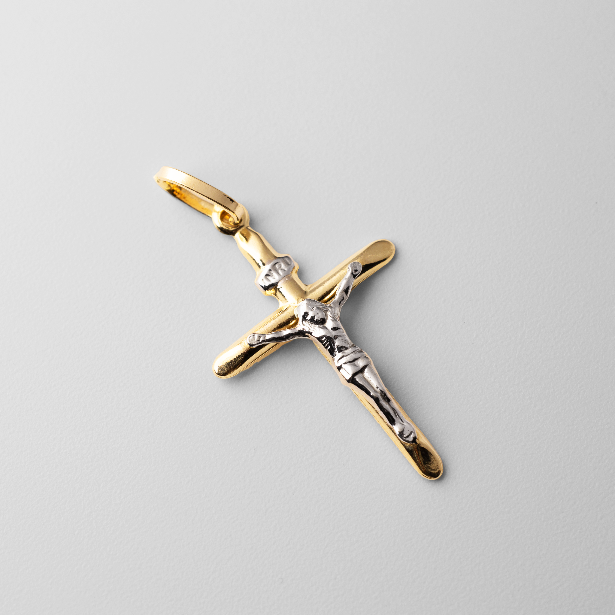 Gold Medium Crucifix Tube Cross Pendant - Model 0007 - Charlie & Co. Jewelry
