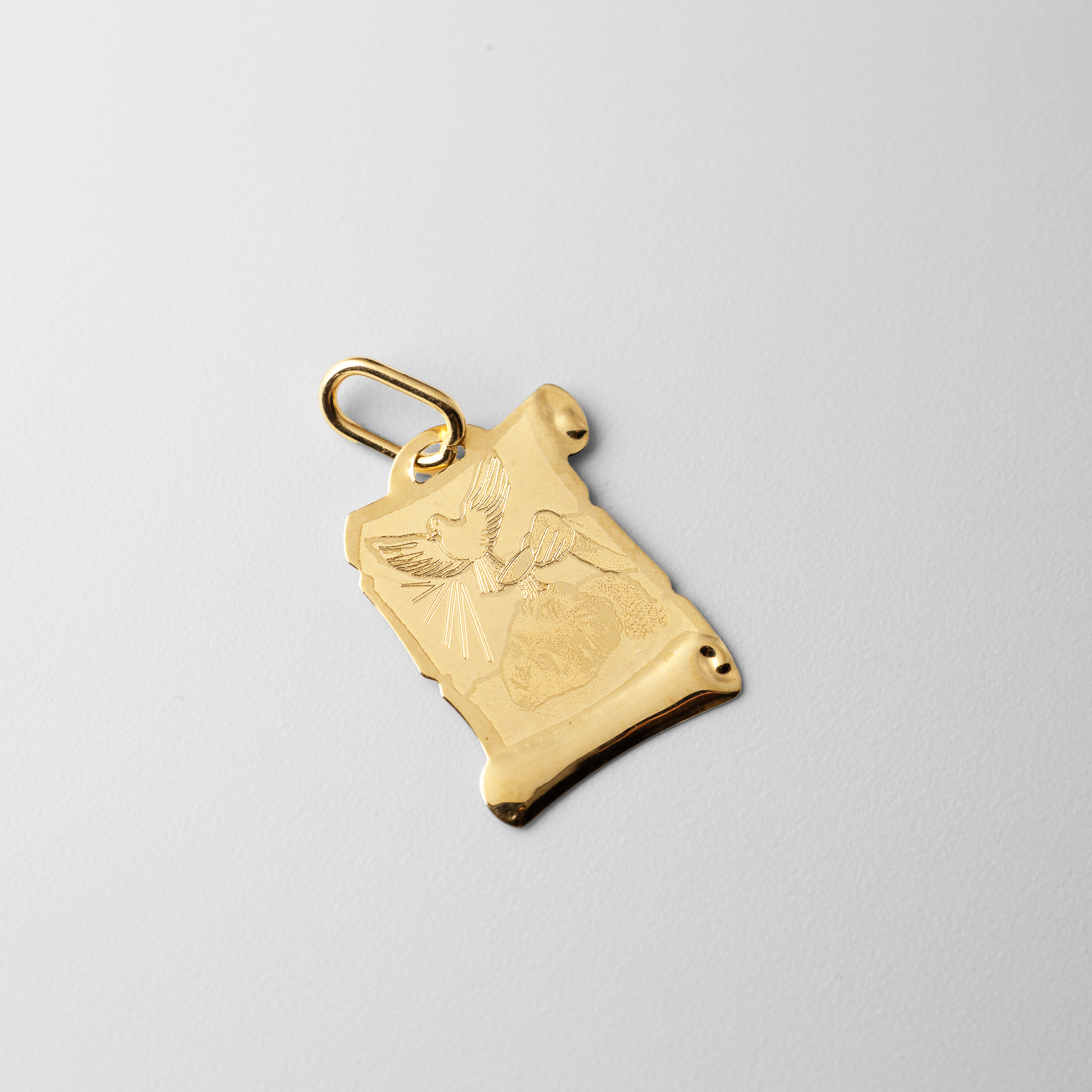 Gold Baby Baptism Enamel Pendant - Model 1277 - Charlie & Co. Jewelry