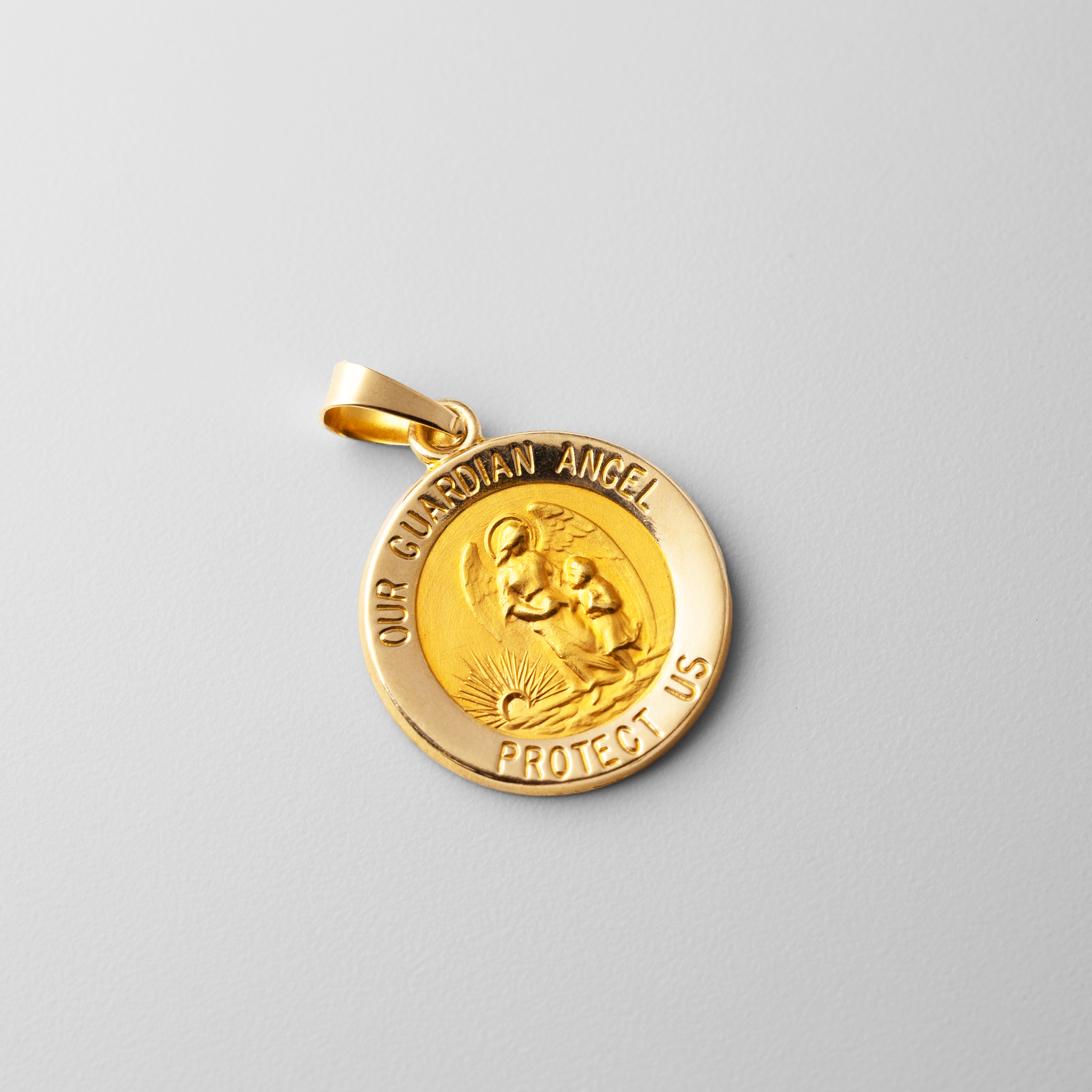 Gold Our Guardian Angel Medal Pendant - Model 1248 - Charlie & Co. Jewelry