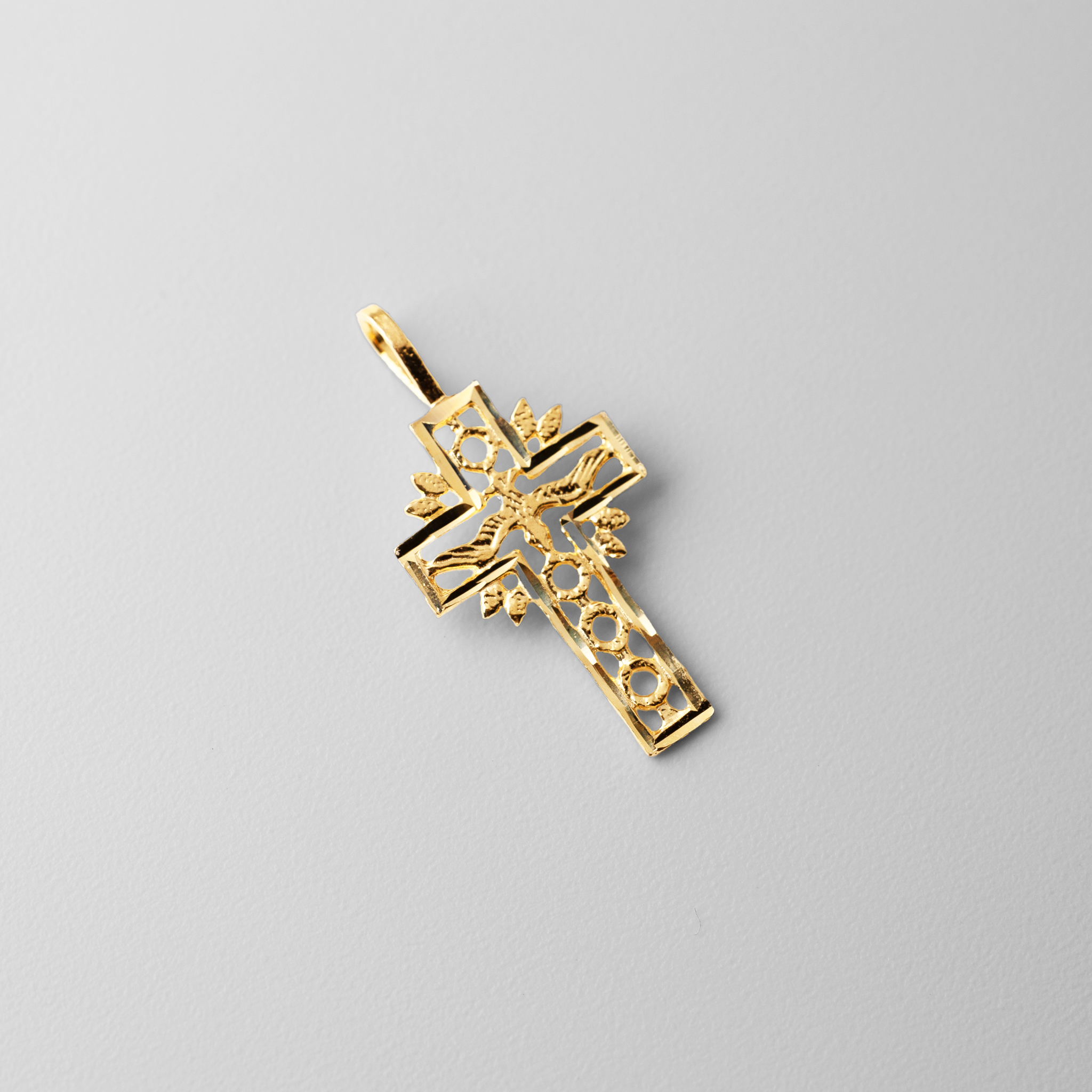 Gold Cross With Holy Spirit Dove Pendant - Model 1463 - Charlie & Co. Jewelry