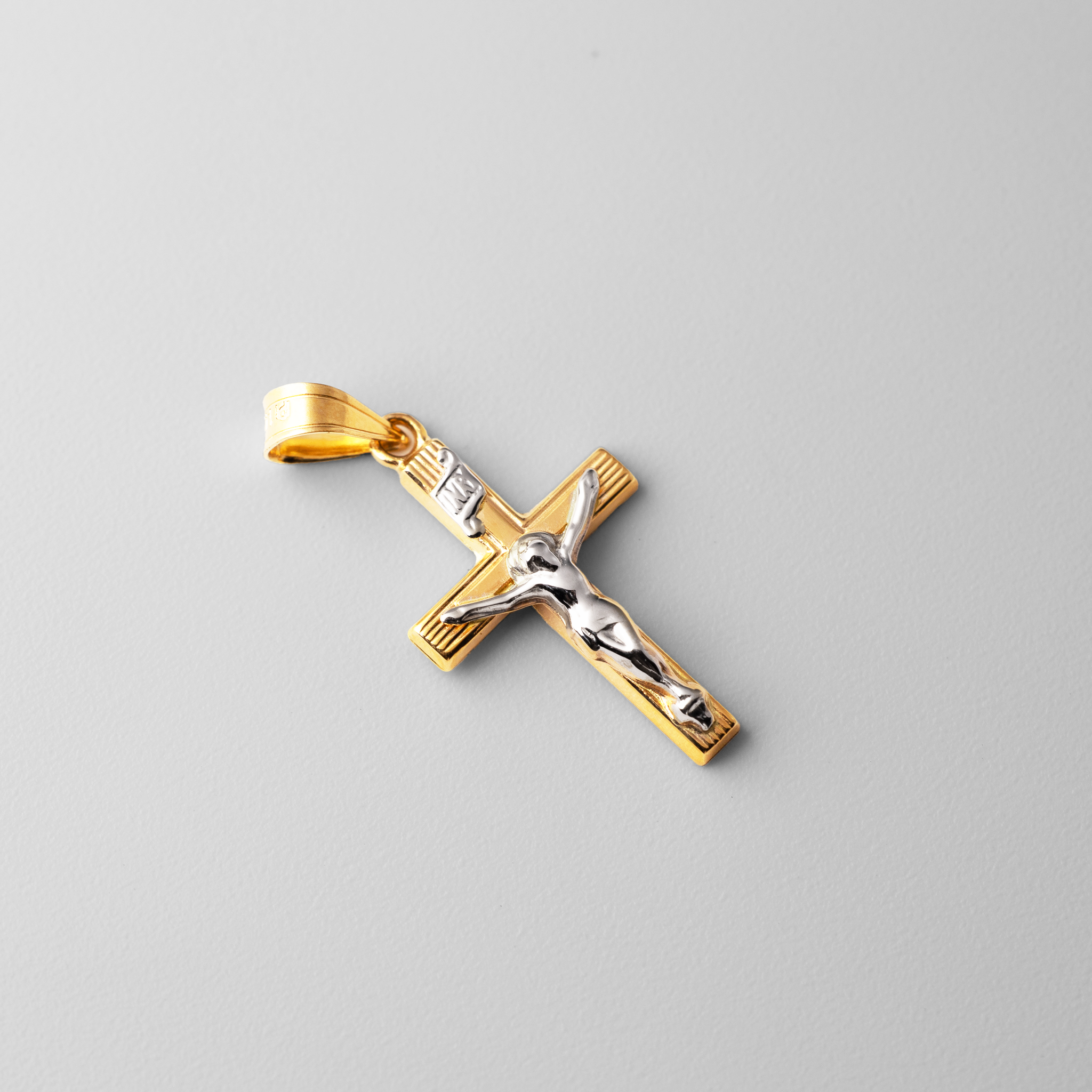 Gold Crucifix Small Cross Pendant - Model 0876 - Charlie & Co. Jewelry