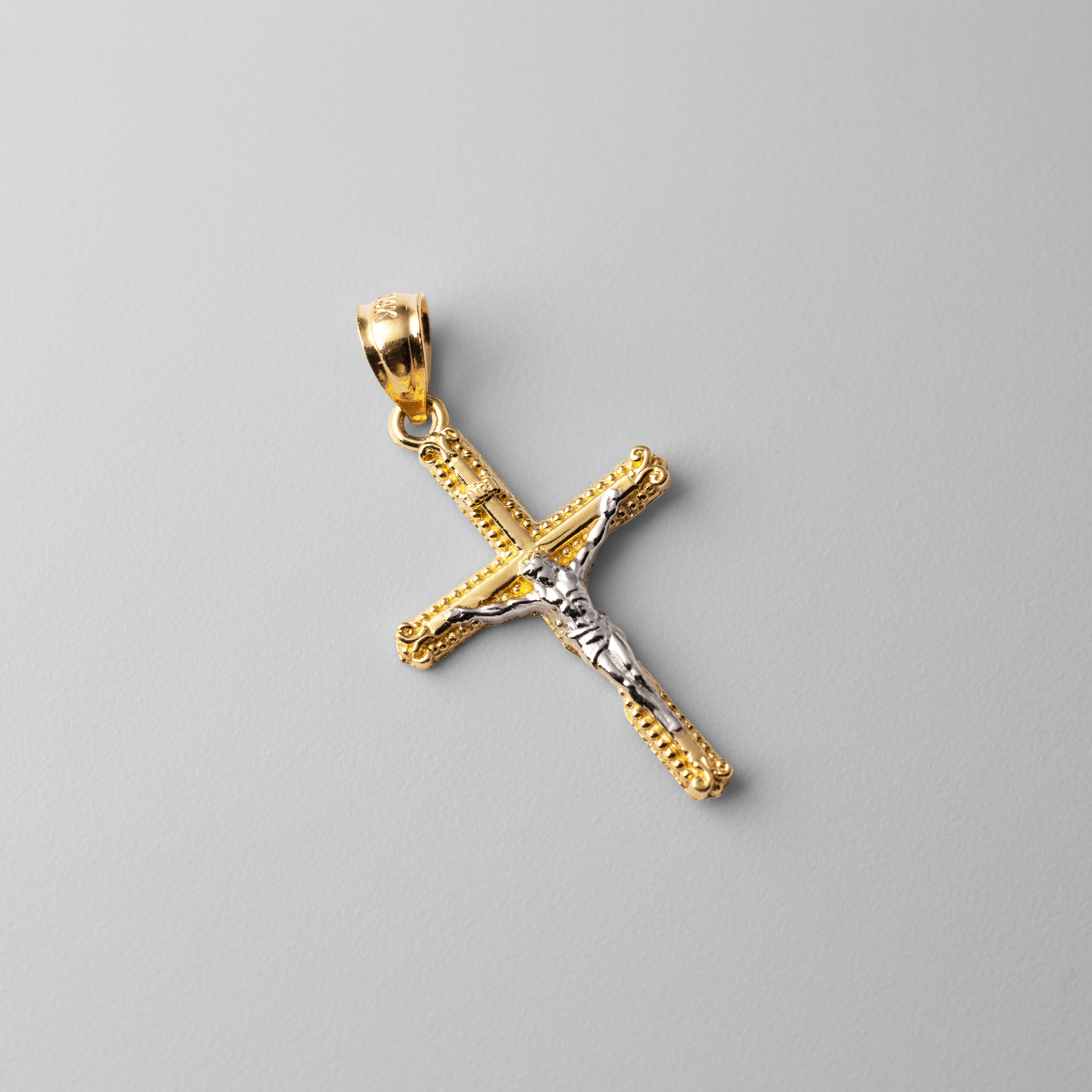 Gold 2 Tones Jesus Crucifix Cross Religious Pendant - Model 0046 - Charlie & Co. Jewelry
