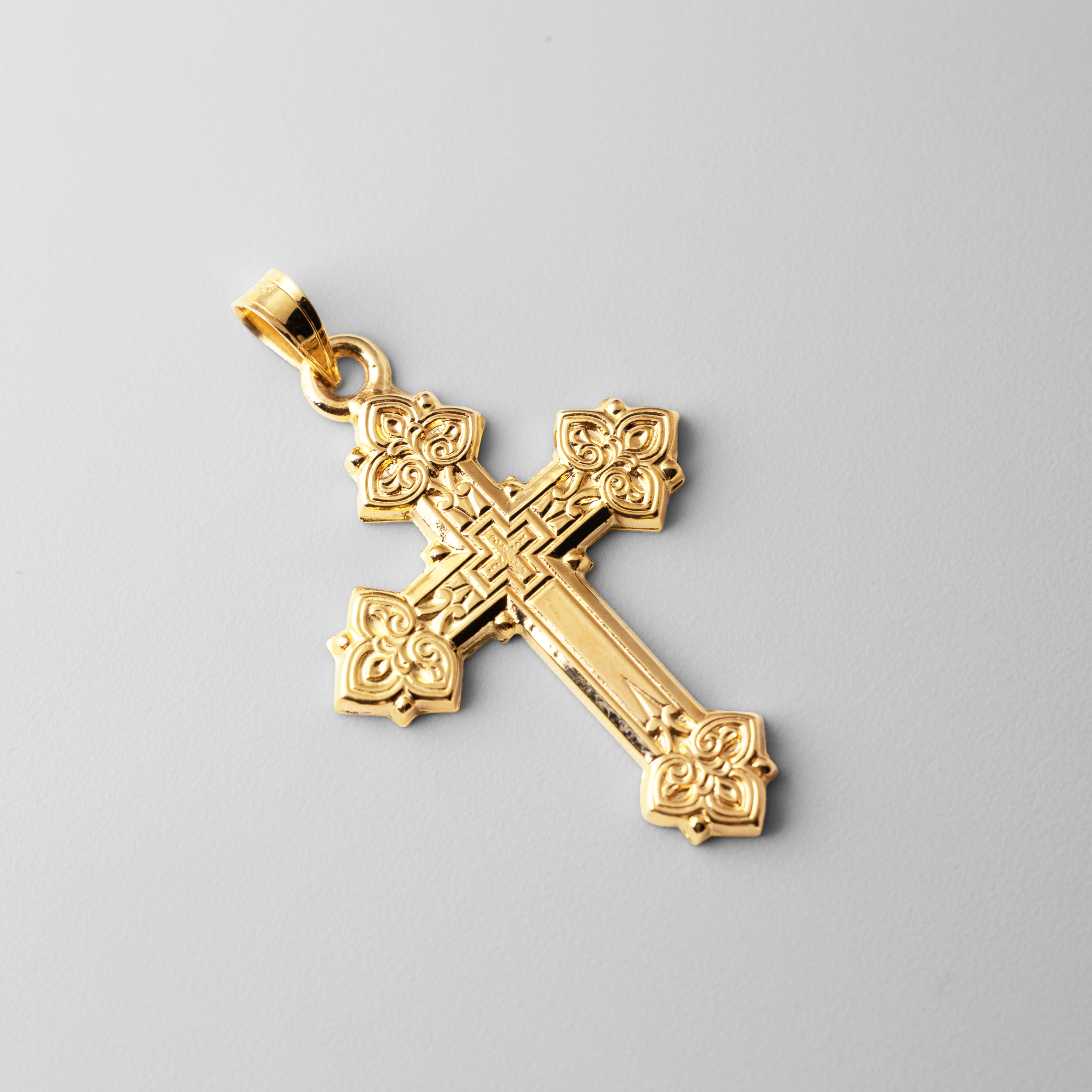 Gold Intricate Cross Religious Pendant - Model 883 - Charlie & Co. Jewelry