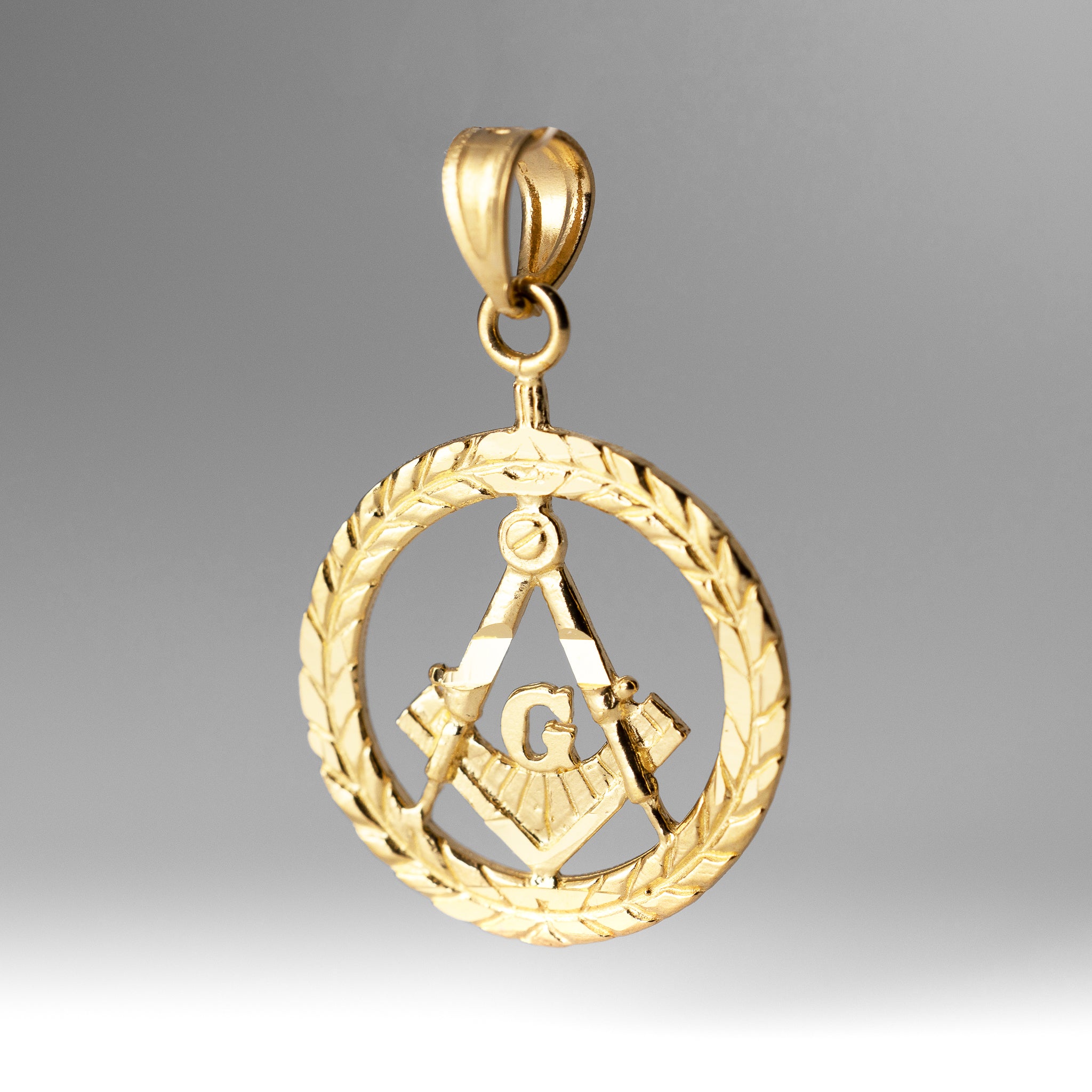 Gold Freemason Masonic Pendant - Model 1963 - Charlie & Co. Jewelry