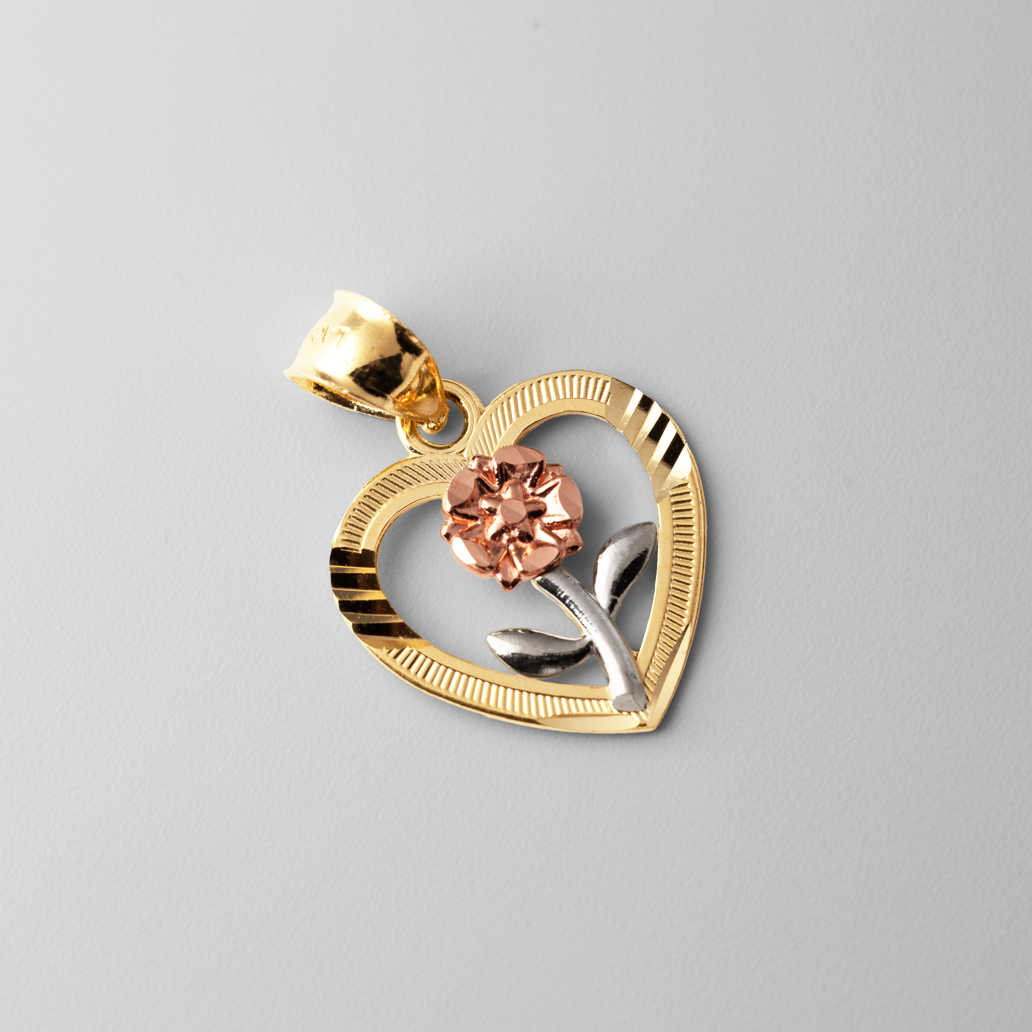 Gold Flower Heart Pendant - Model 394 - Charlie & Co. Jewelry