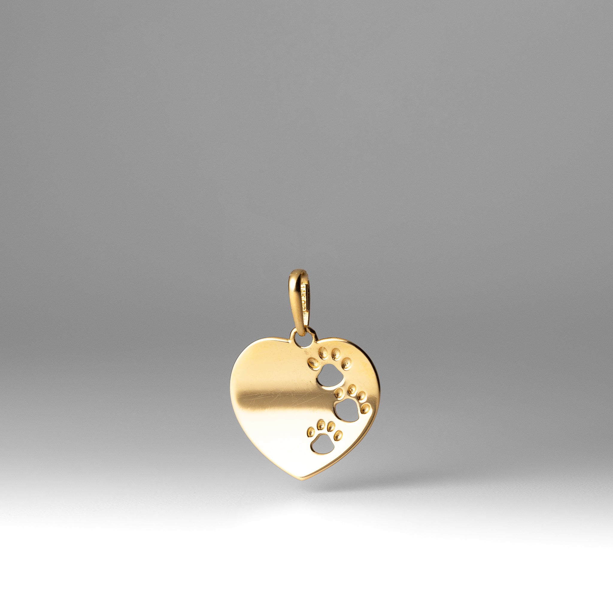 Gold Heart Pendant with Paw Prints - Charlie & Co. Jewelry
