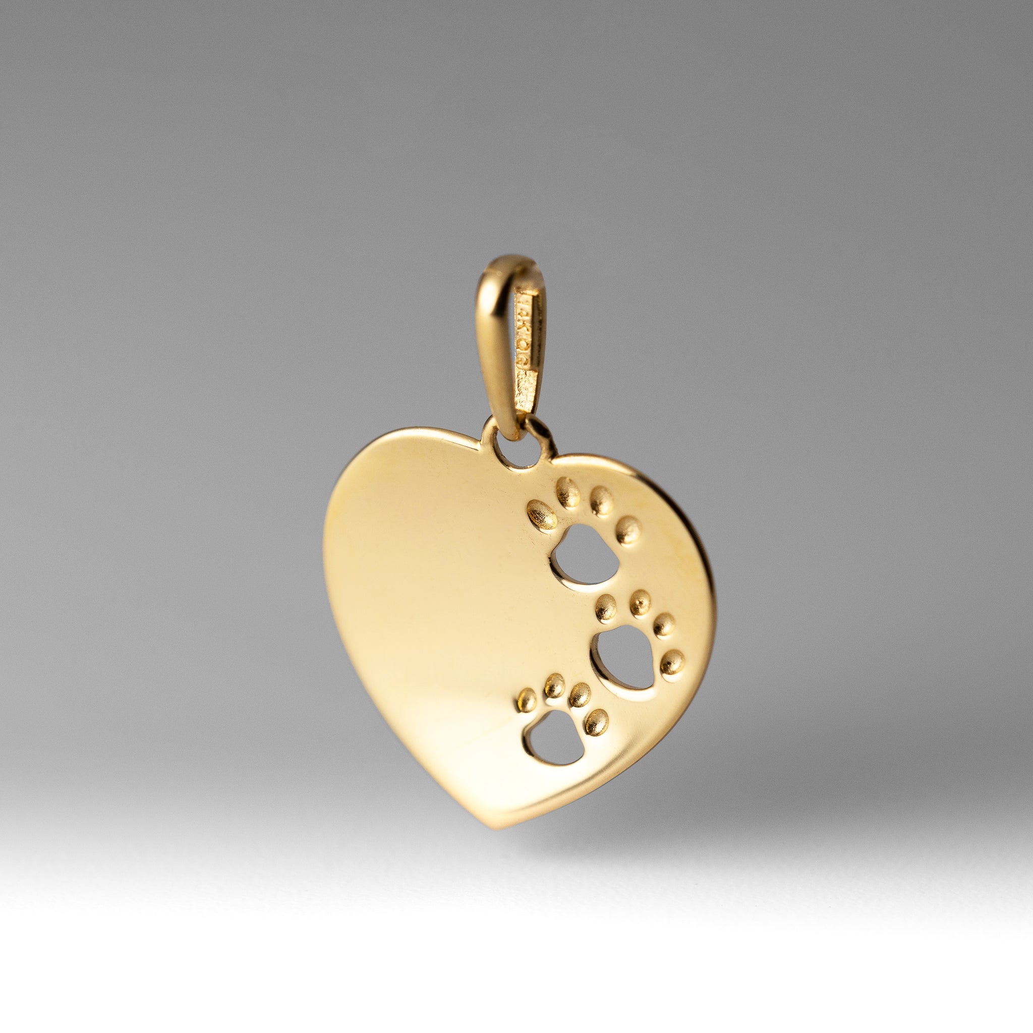 Gold Heart Pendant with Paw Prints - Charlie & Co. Jewelry