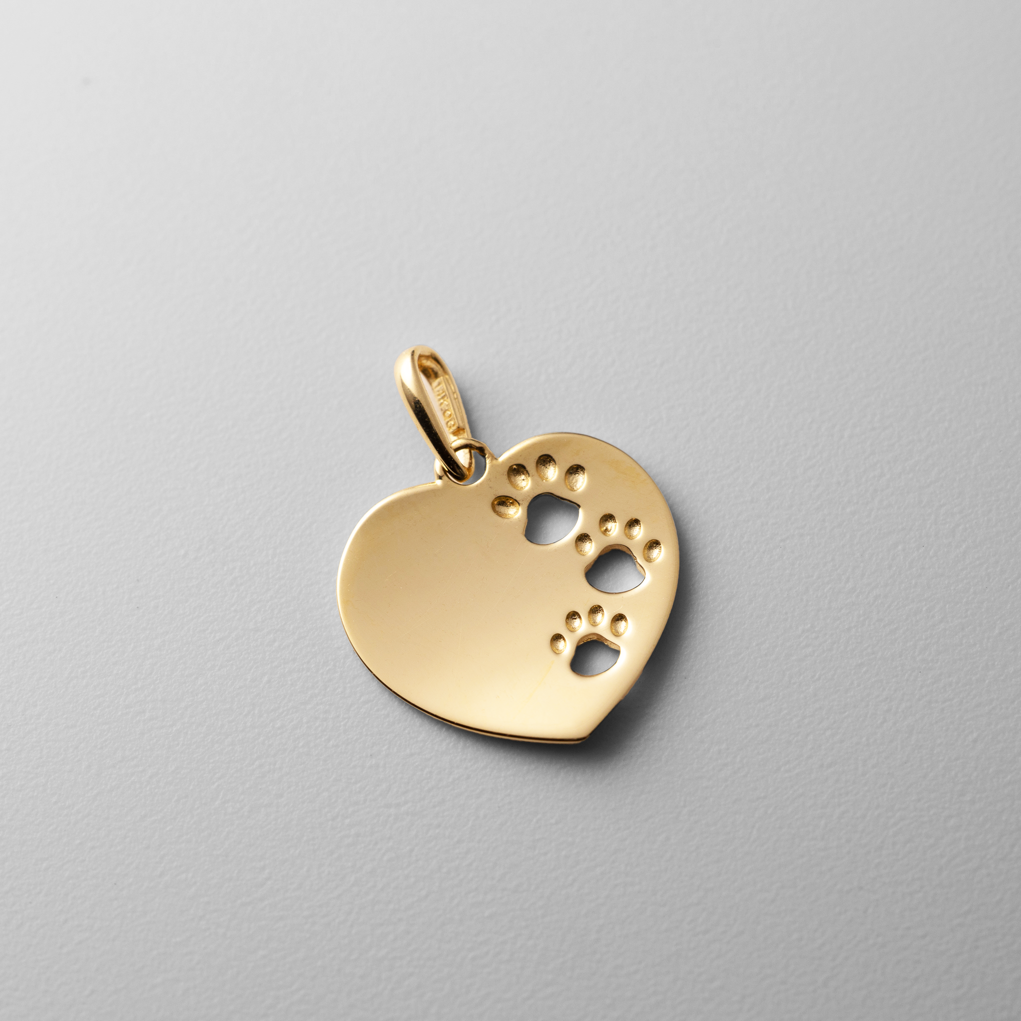 Gold Heart Pendant with Paw Prints - Charlie & Co. Jewelry