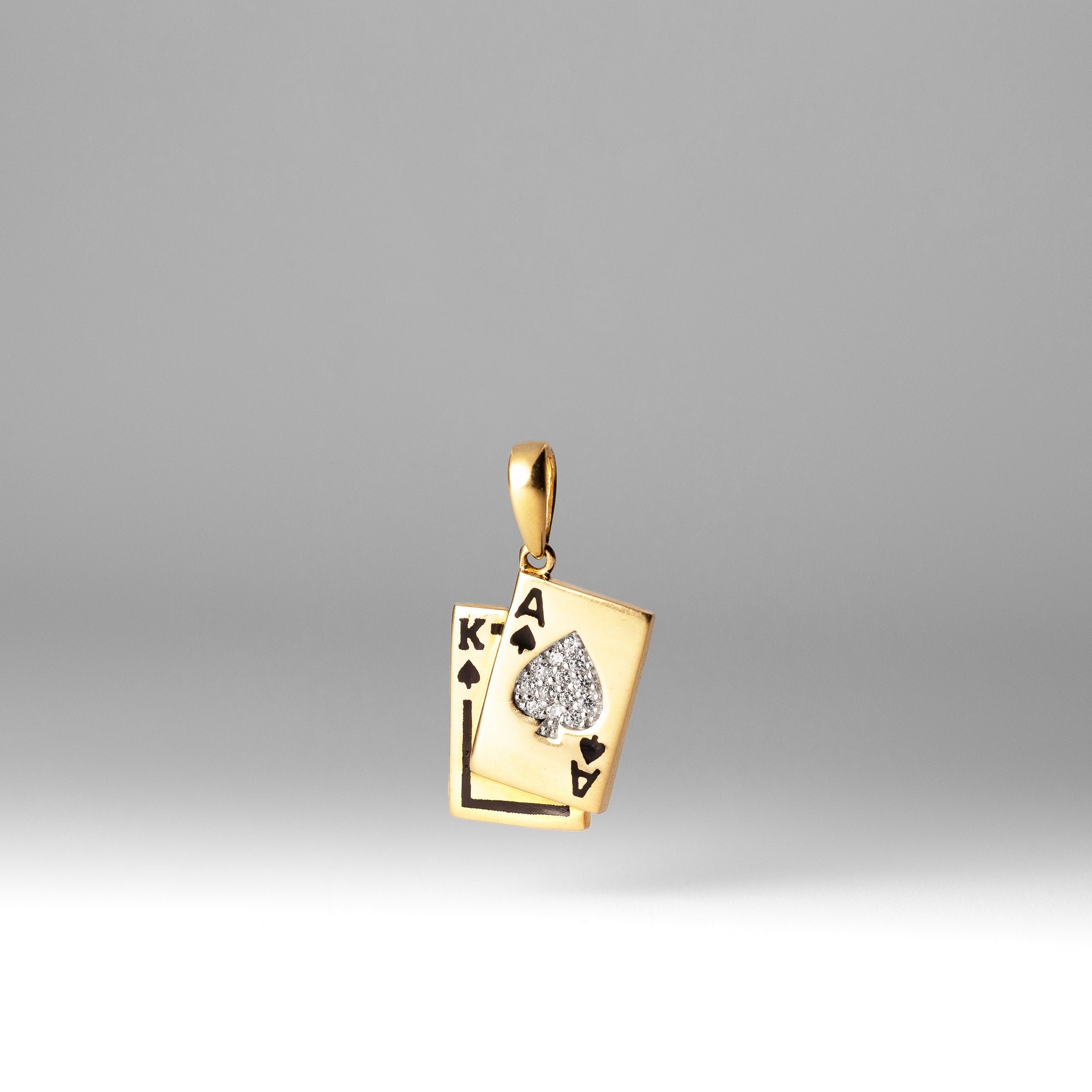 Gold Spade A and K Pendant With Cubic Zirconia - Model 1973 - Charlie & Co. Jewelry