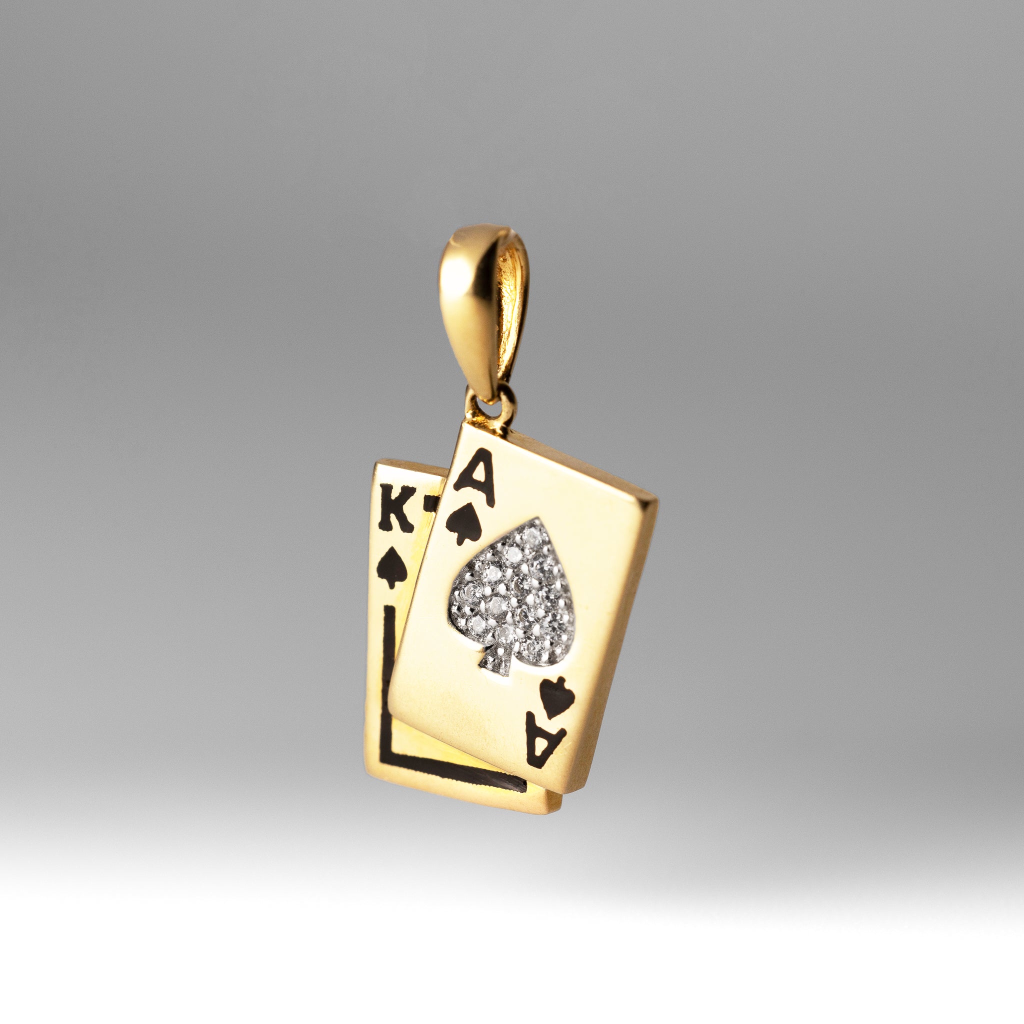 Gold Spade A and K Pendant With Cubic Zirconia - Model 1973 - Charlie & Co. Jewelry
