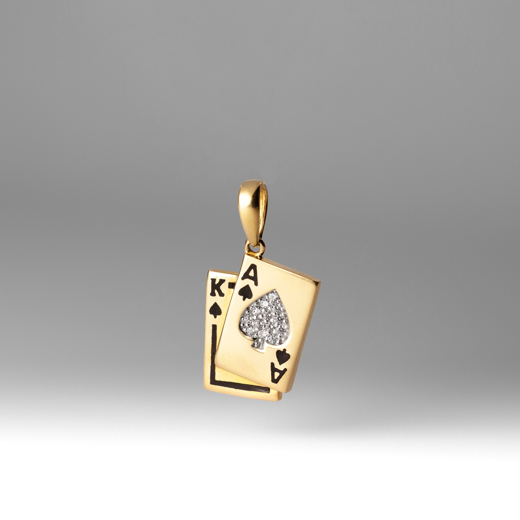 Gold Spade A and K Pendant With Cubic Zirconia - Model 1973 - Charlie & Co. Jewelry