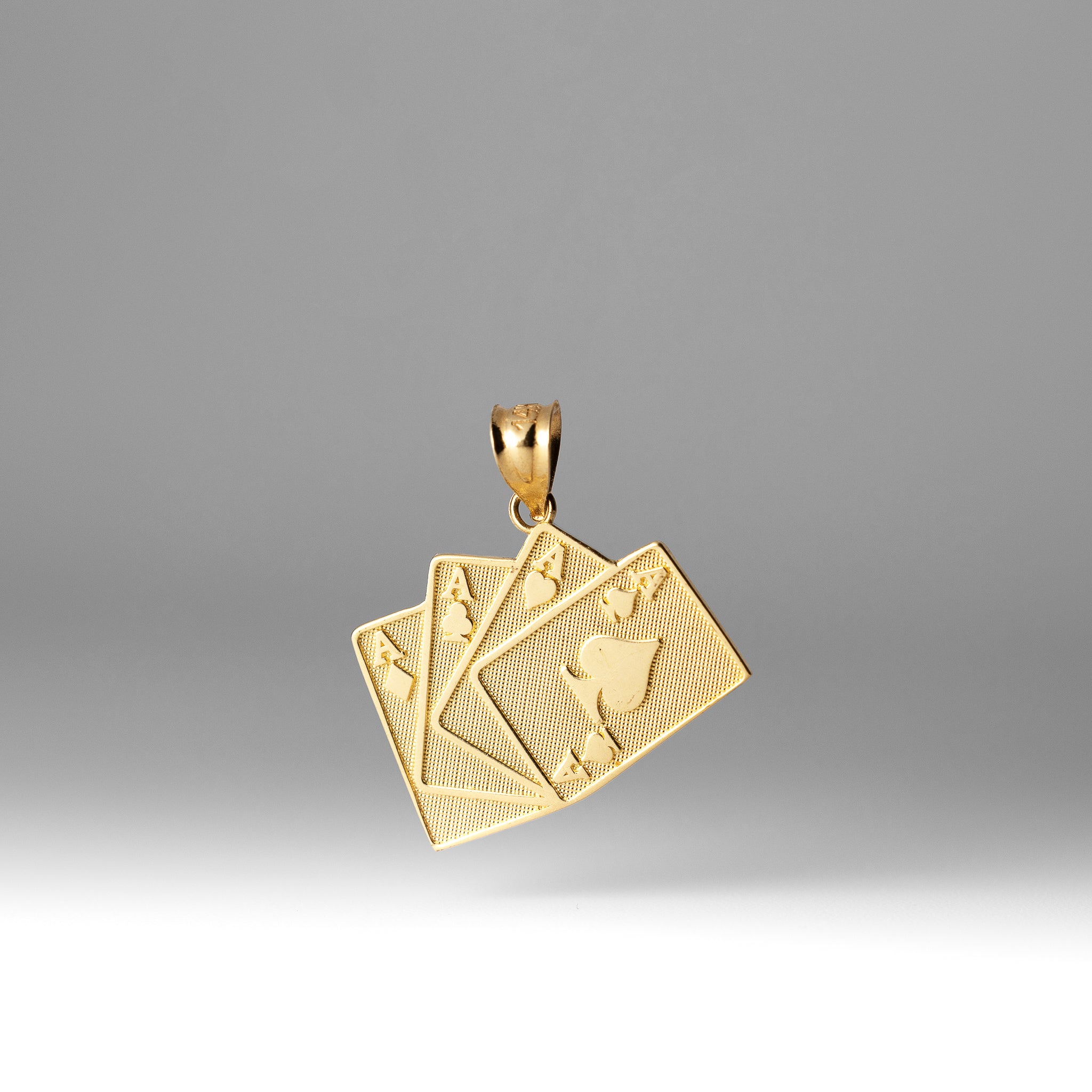 Gold 4 Aces Poker Hand Pendant - Model 1971 - Charlie & Co. Jewelry