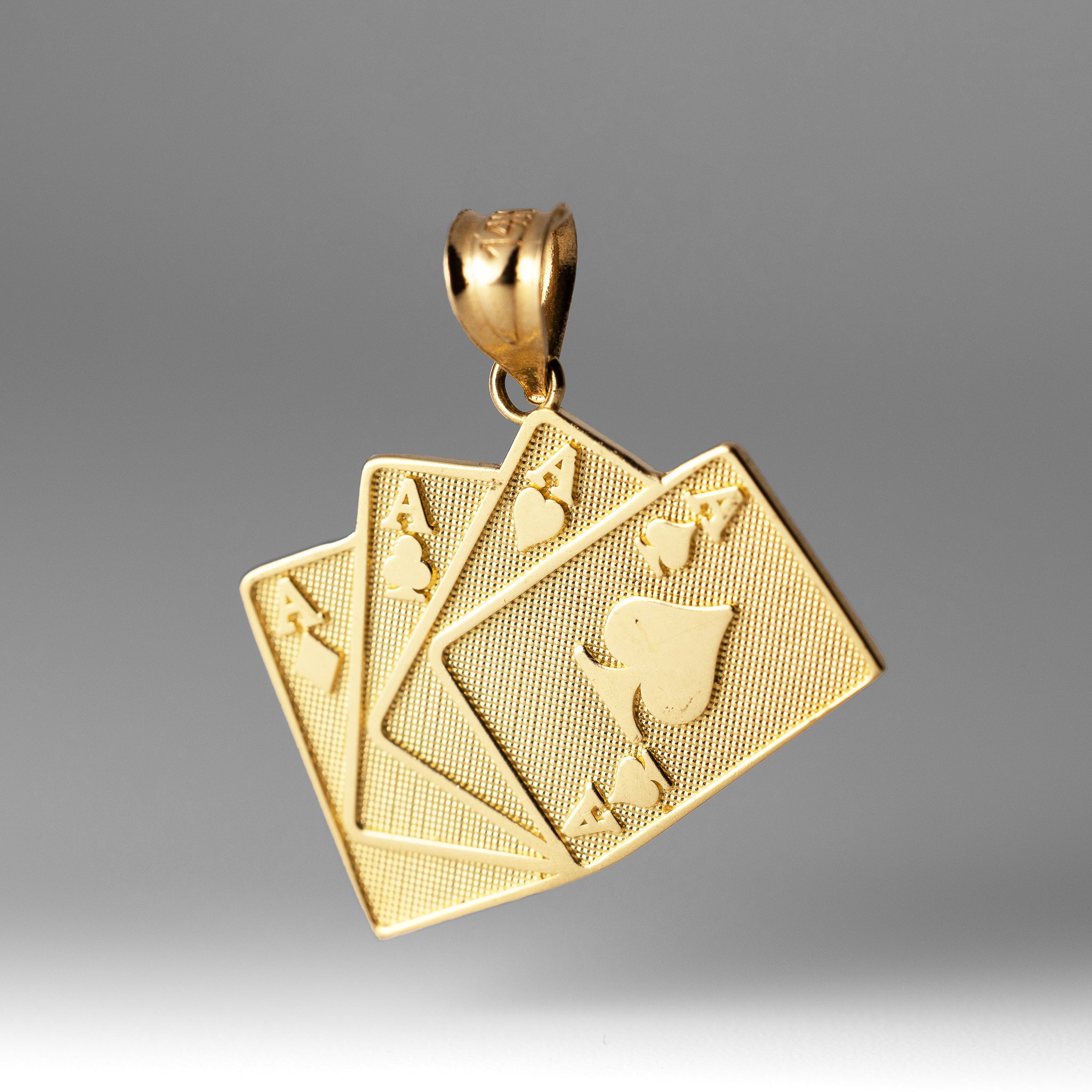 Gold 4 Aces Poker Hand Pendant - Model 1971 - Charlie & Co. Jewelry