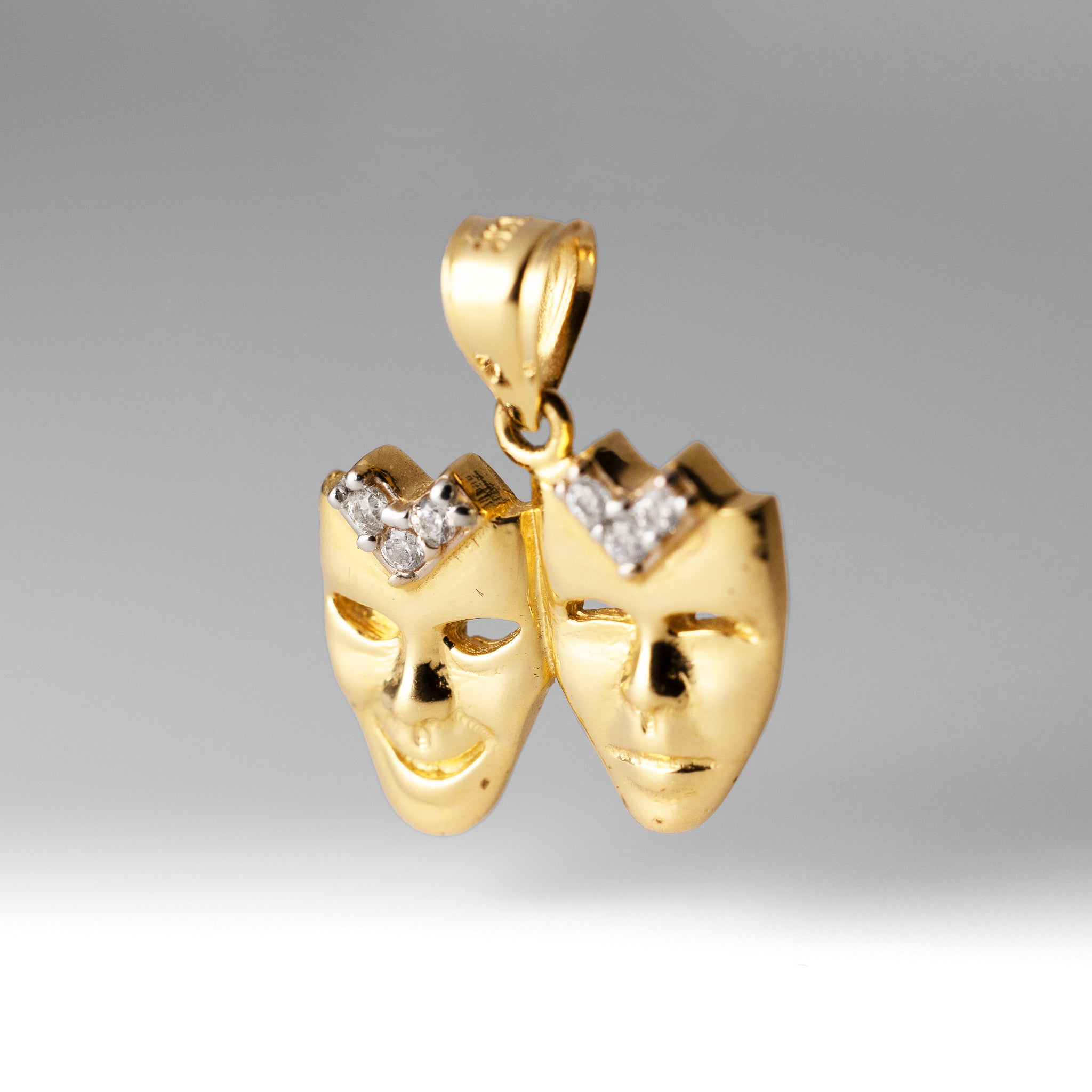 Gold Comedy & Tragedy Pendant - Model 1800 - Charlie & Co. Jewelry