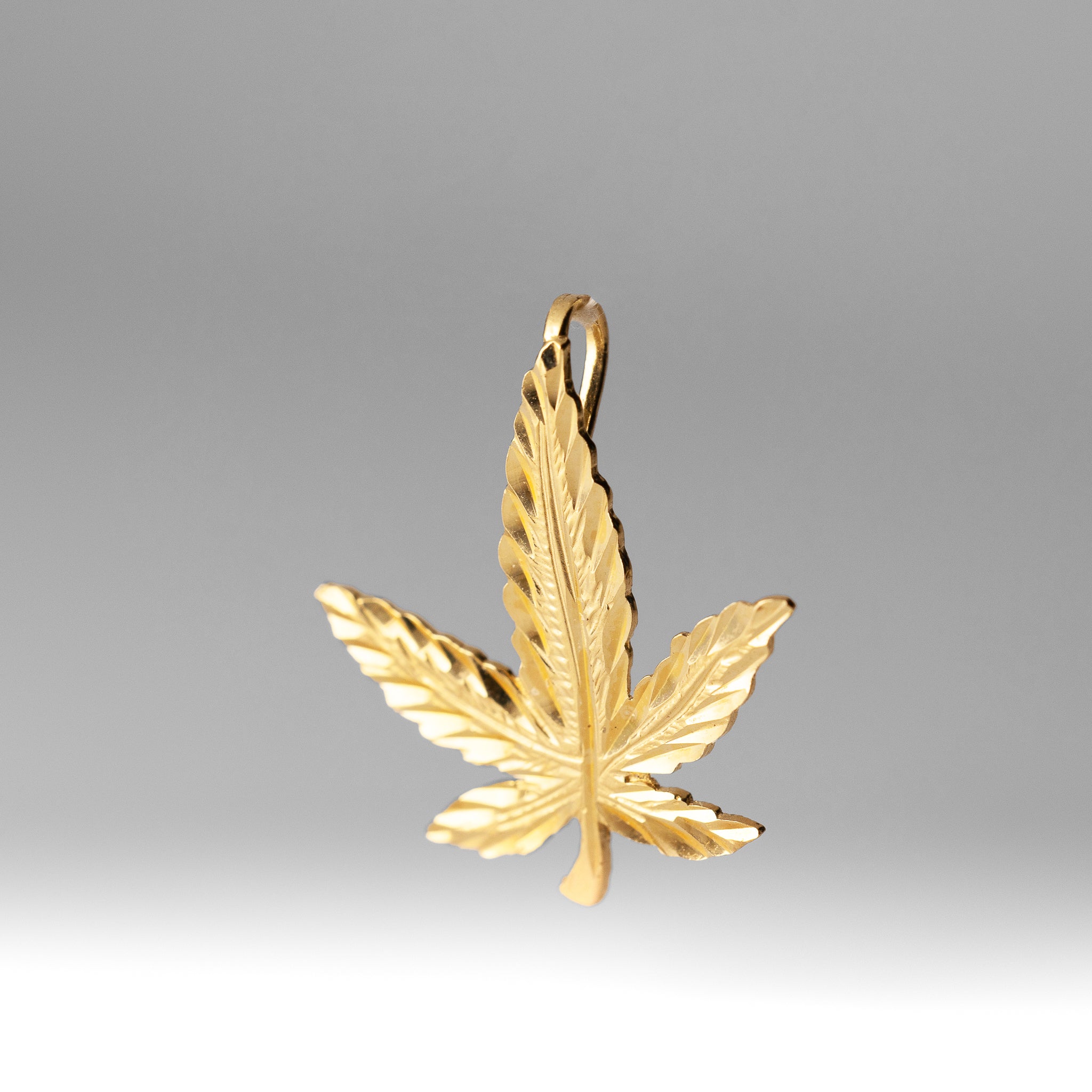 Gold Marijuana Leaf Pendant - Model 1567 - Charlie & Co. Jewelry