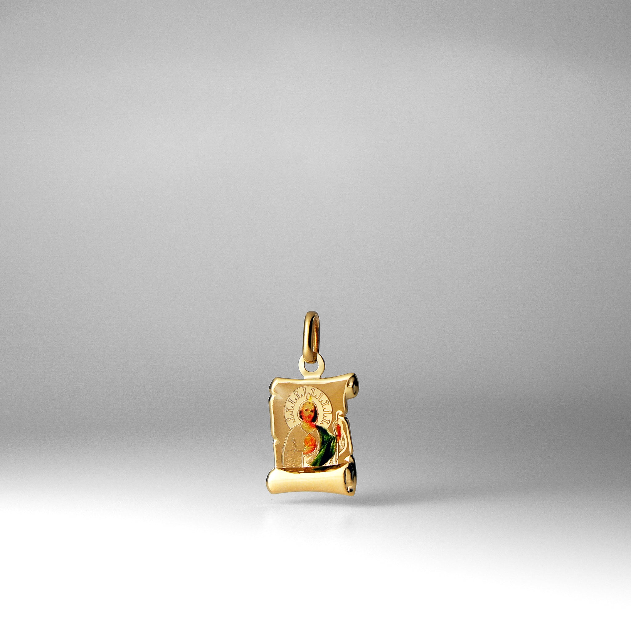 Gold St. Jude Enamel Plate Pendant - Model 0169 - Charlie & Co. Jewelry