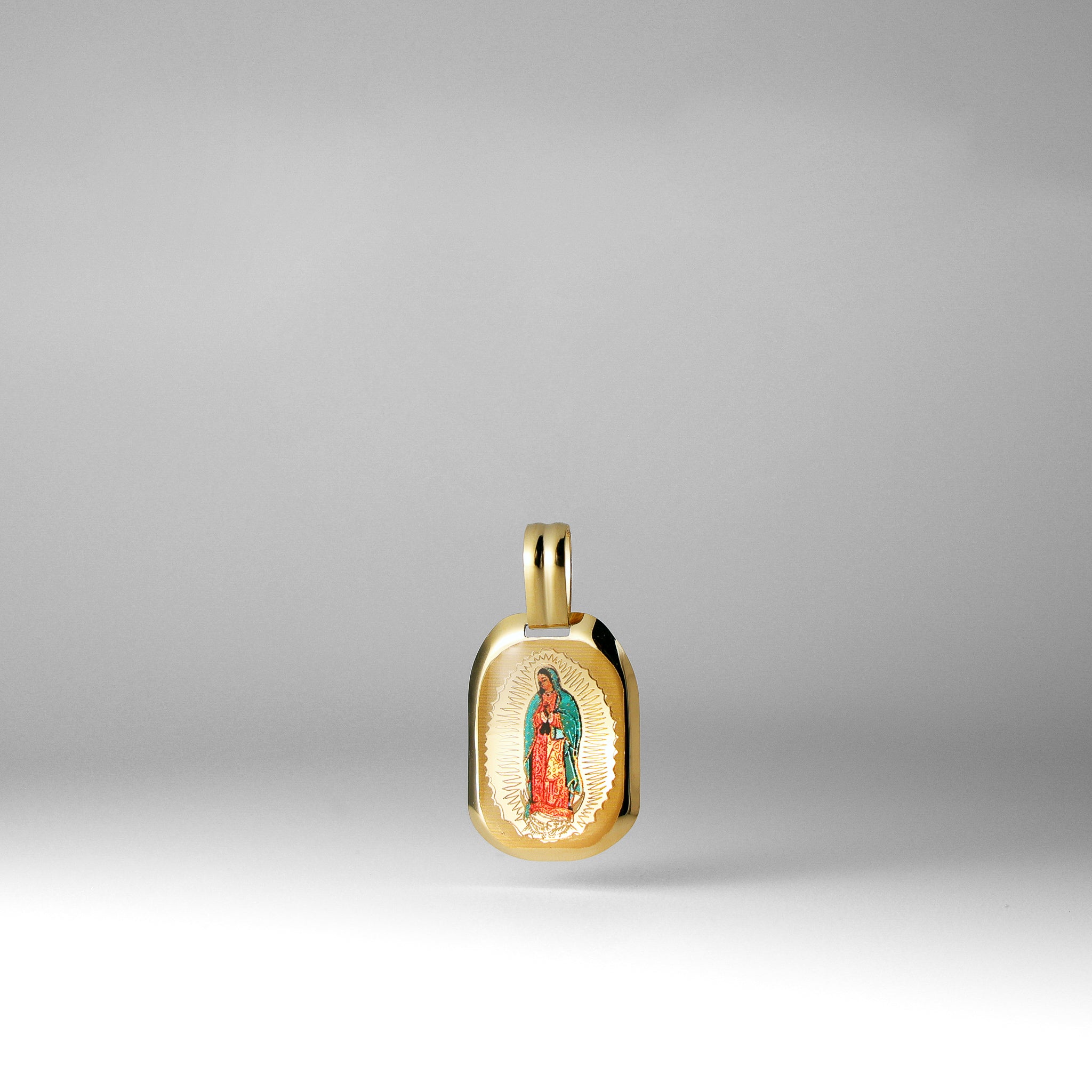 Gold Guadalupe Enamel Religious Pendant - Model 0145 - Charlie & Co. Jewelry