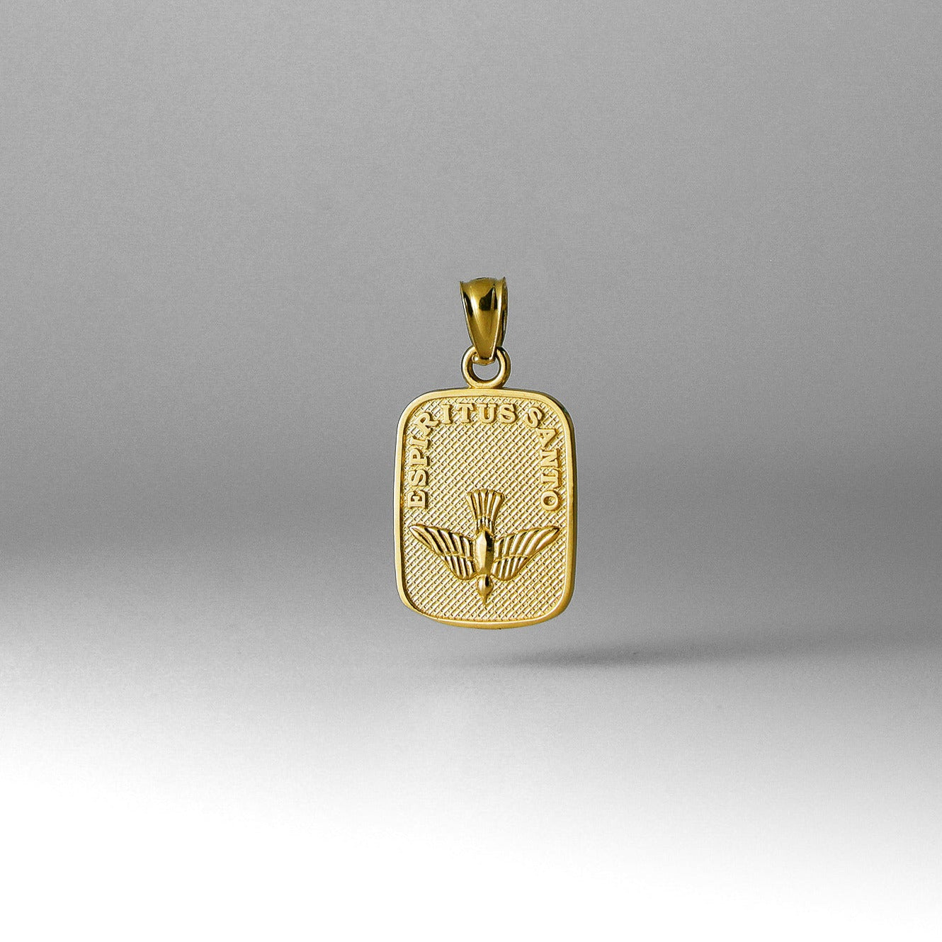 14K Gold Espiritu Santo Dove Plate Pendant - Model 0253 - Charlie & Co. Jewelry