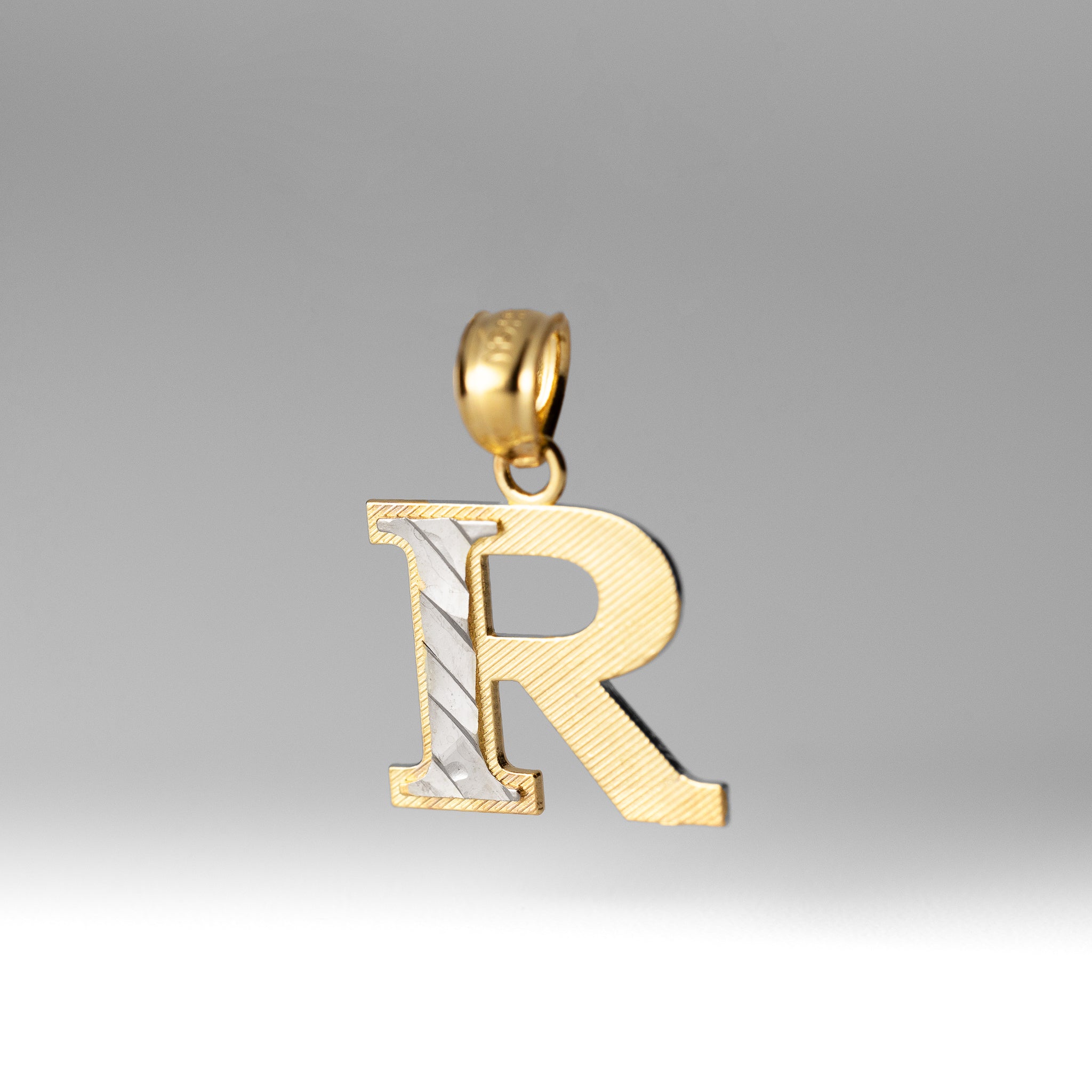 Gold Block Letter R Pendant | A-Z Pendants - Charlie & Co. Jewelry