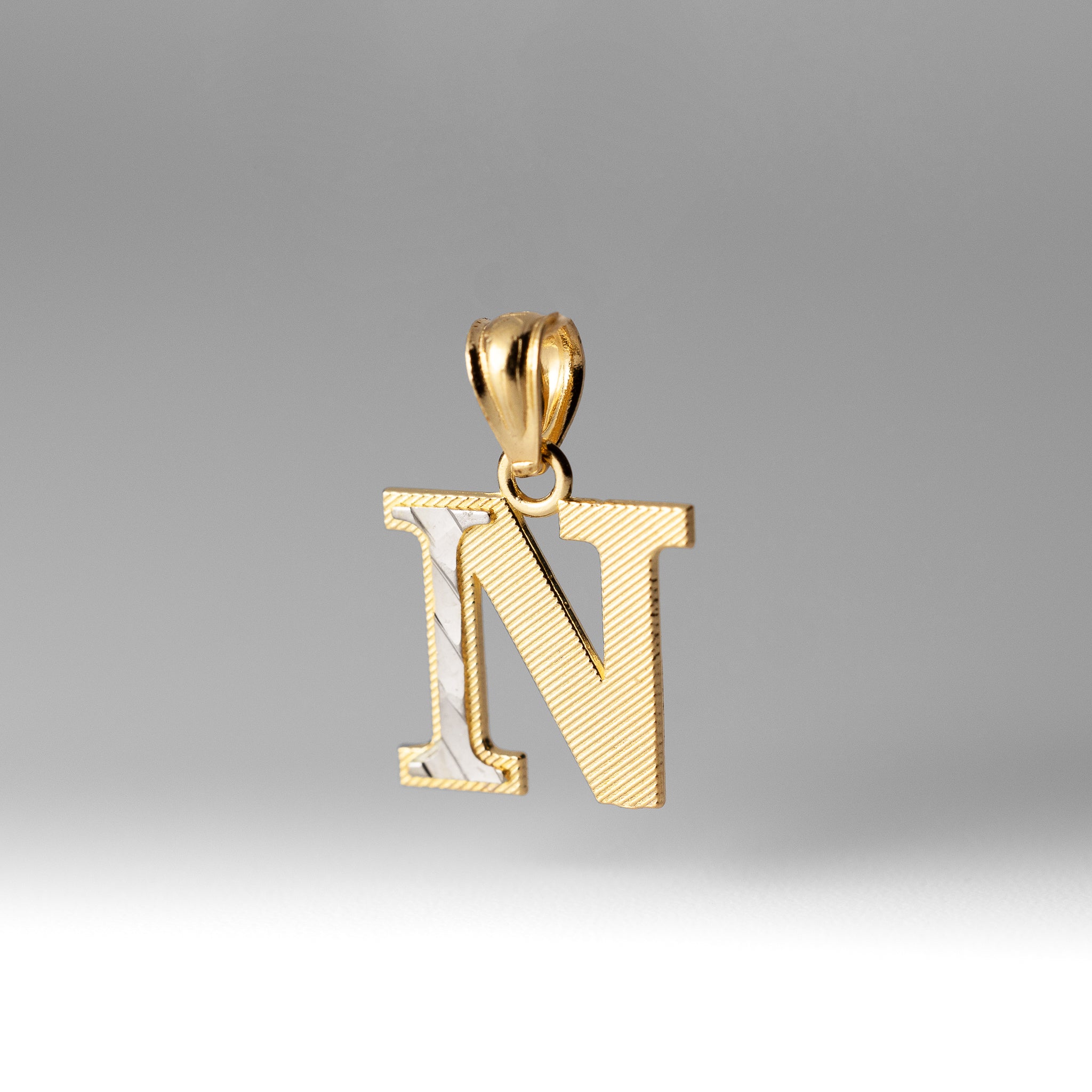 Gold Block Letter N Pendant | A-Z Pendants - Charlie & Co. Jewelry