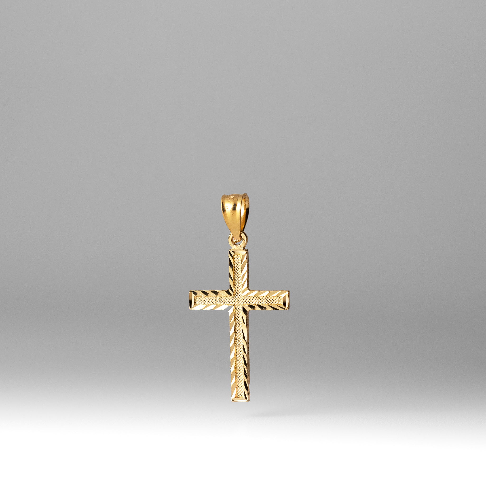 Gold Diamond Cut Medium Cross Pendant - Model 2225 - Charlie & Co. Jewelry