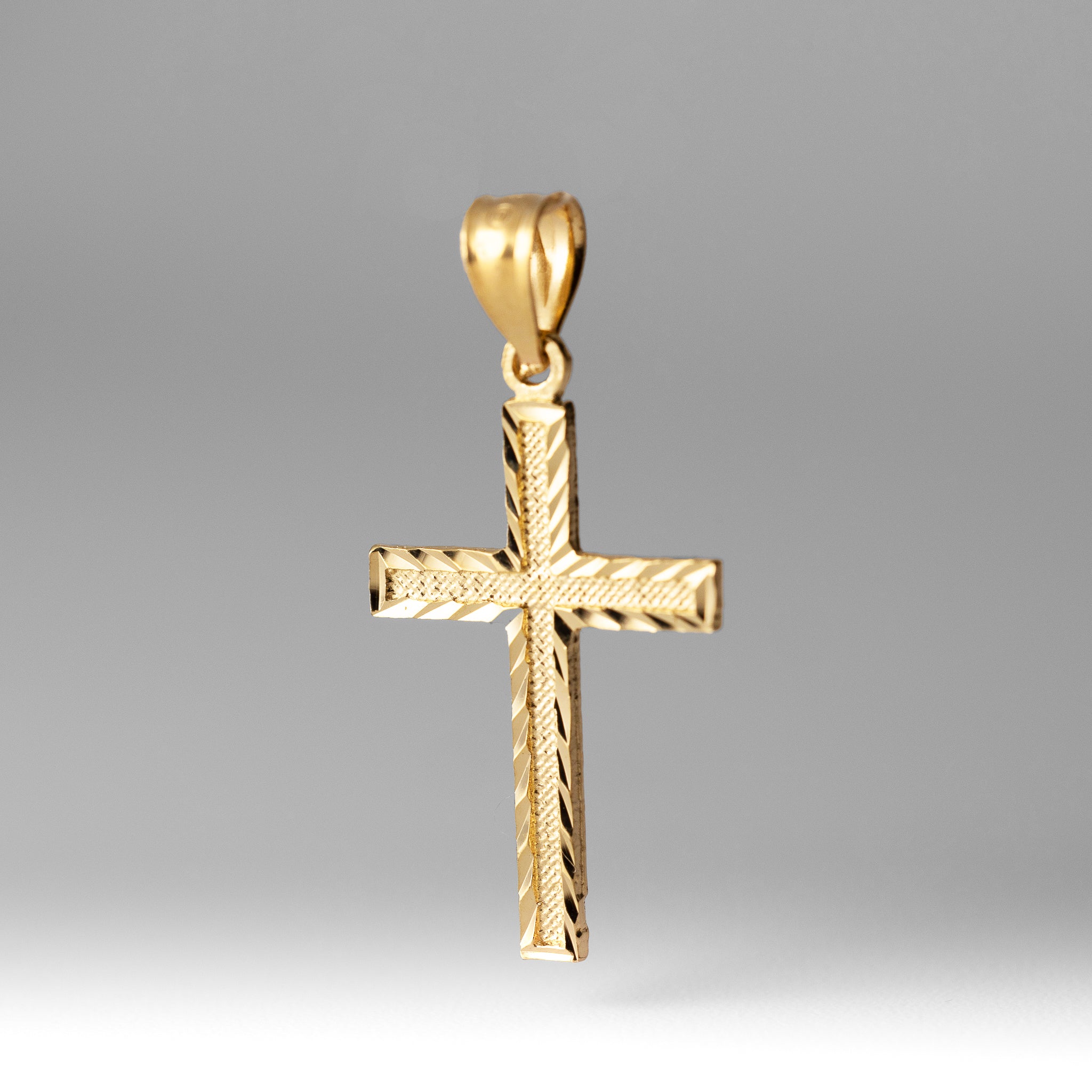 Gold Diamond Cut Medium Cross Pendant - Model 2225 - Charlie & Co. Jewelry