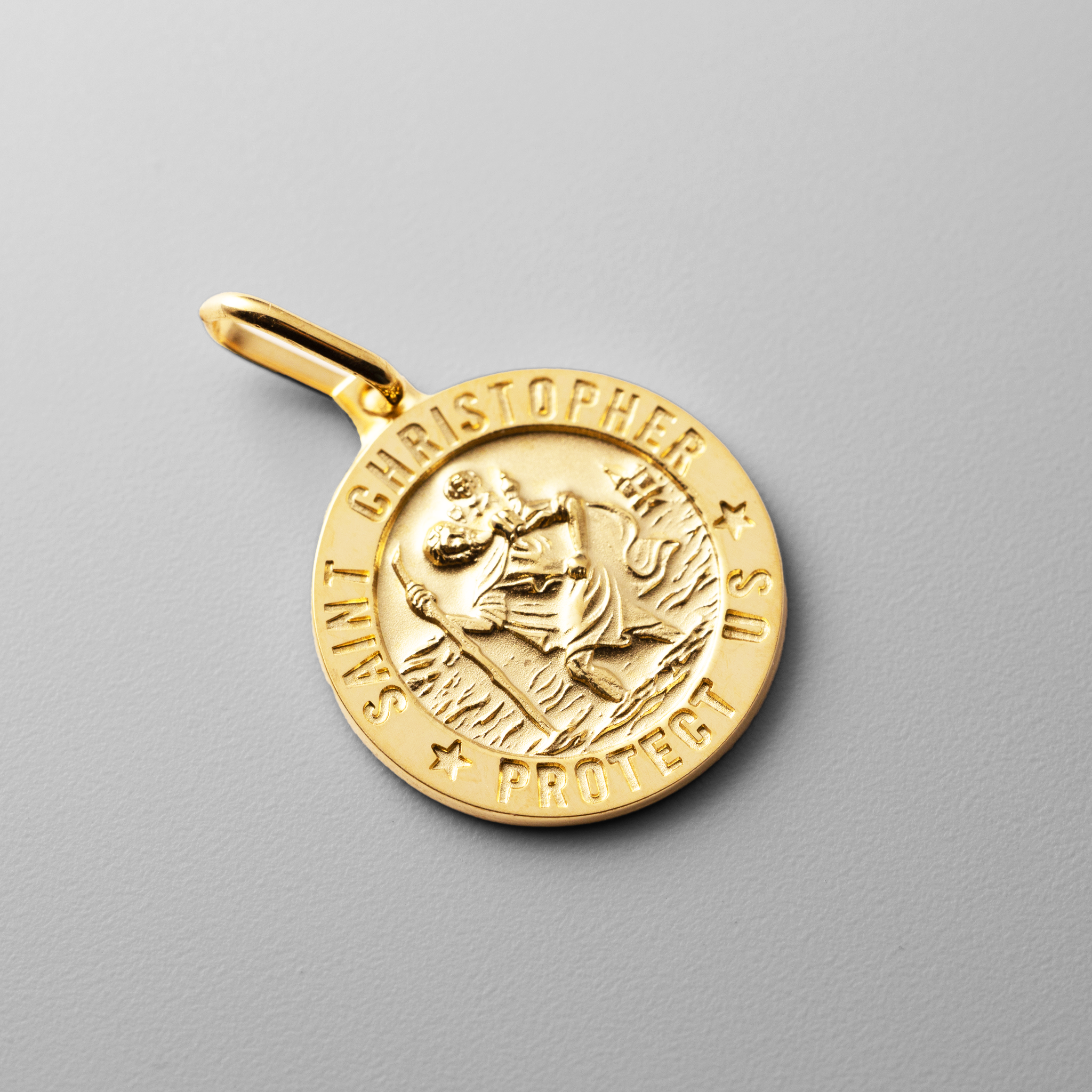 Gold St. Christopher Medal Pendant - Model 0266 - Charlie & Co. Jewelry