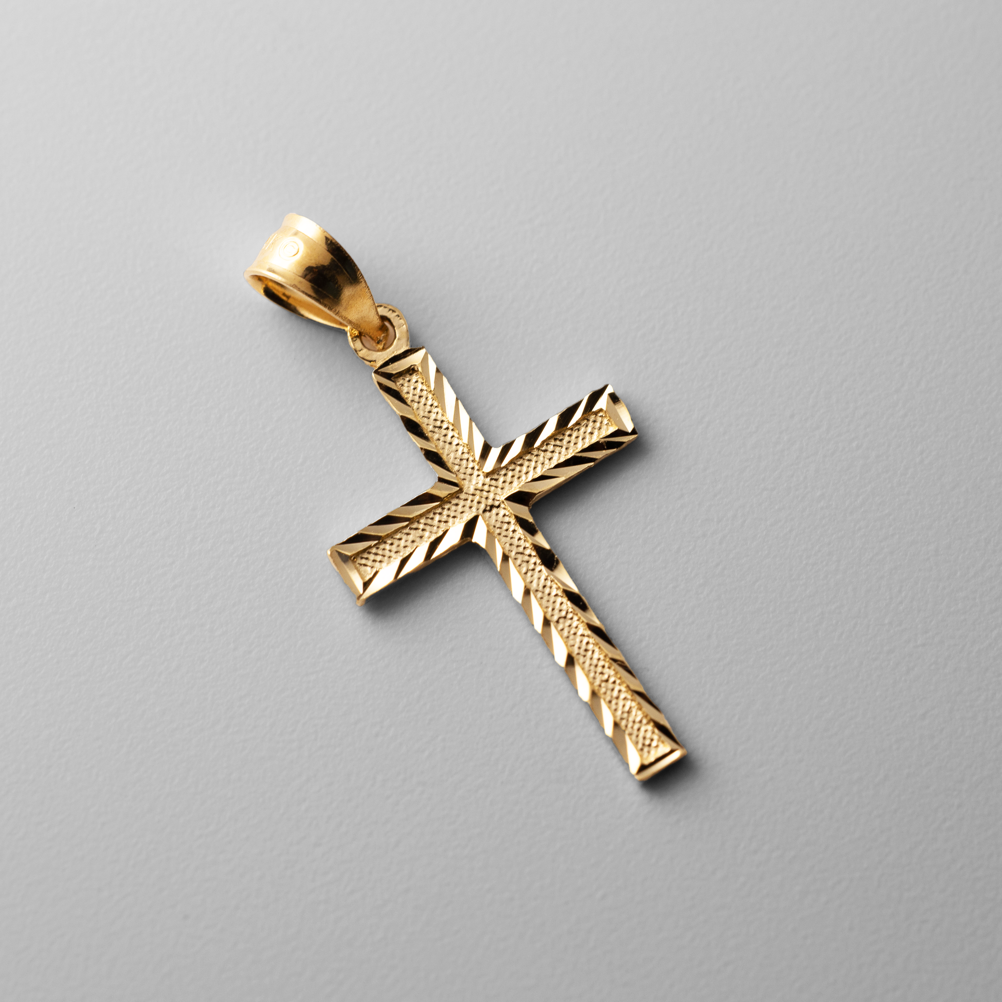 Gold Diamond Cut Medium Cross Pendant - Model 2225 - Charlie & Co. Jewelry