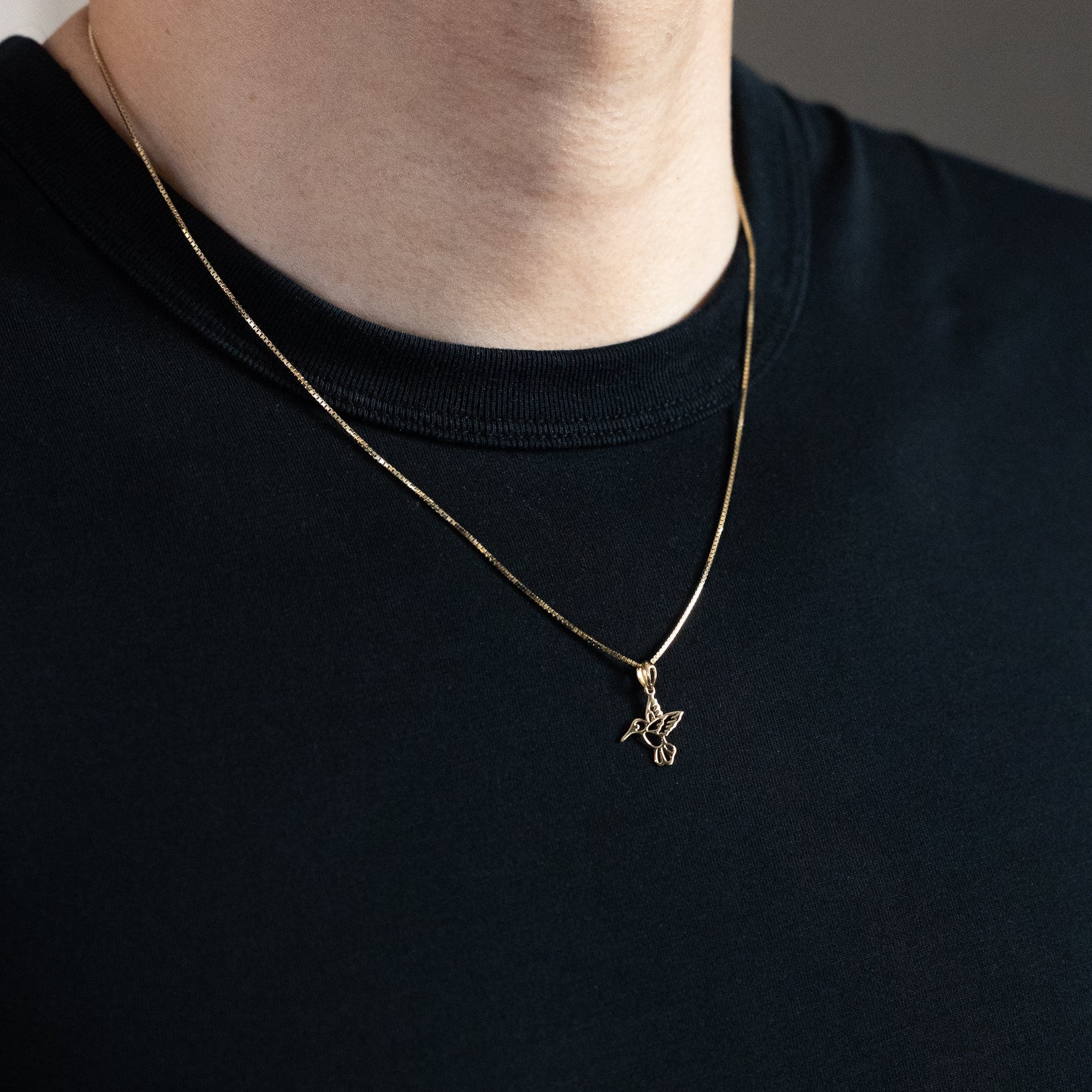 Gold Cut Out Hummingbird Pendant - Model 2672 - Charlie & Co. Jewelry