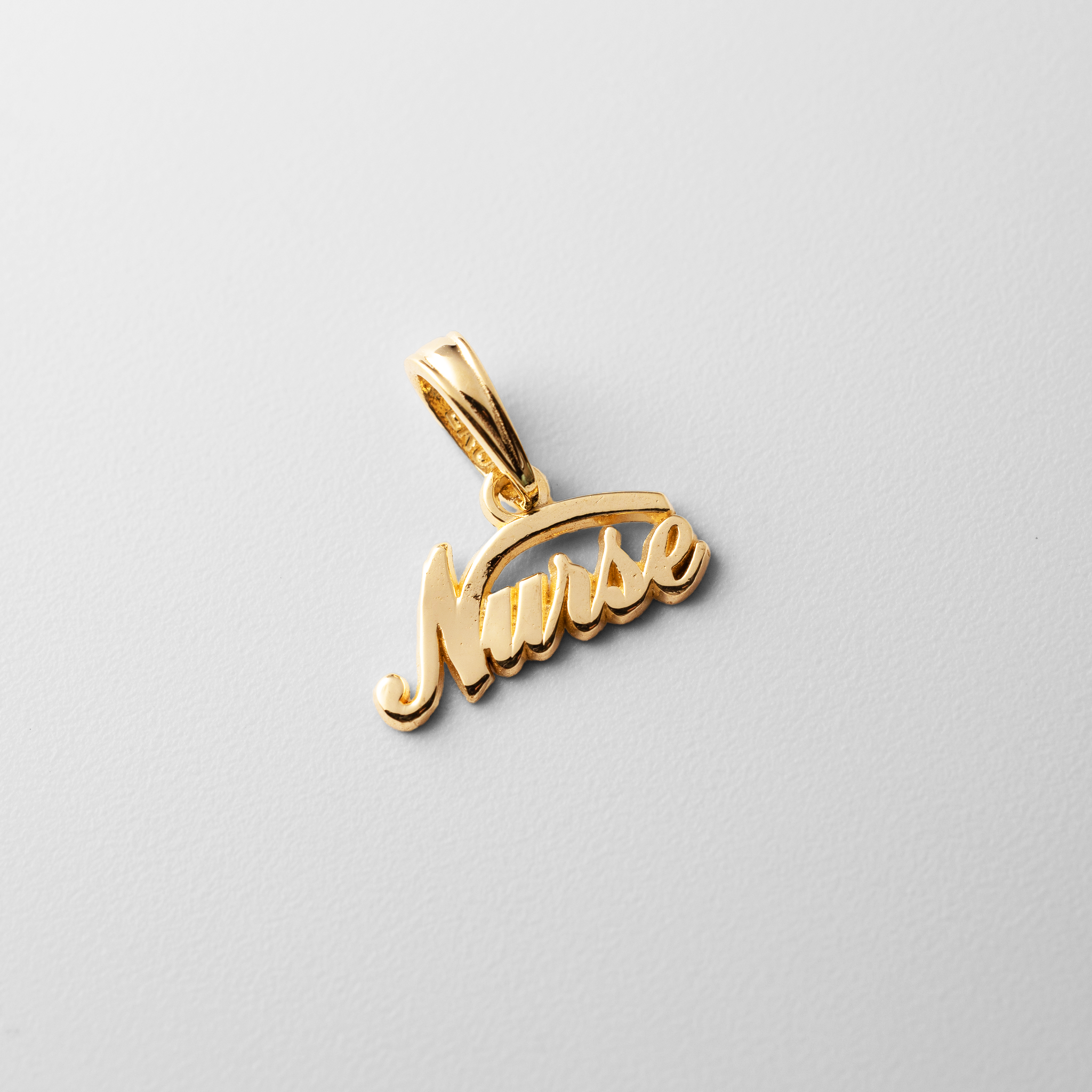 Gold Mini Cursive 'Nurse' Pendant - Model C2963