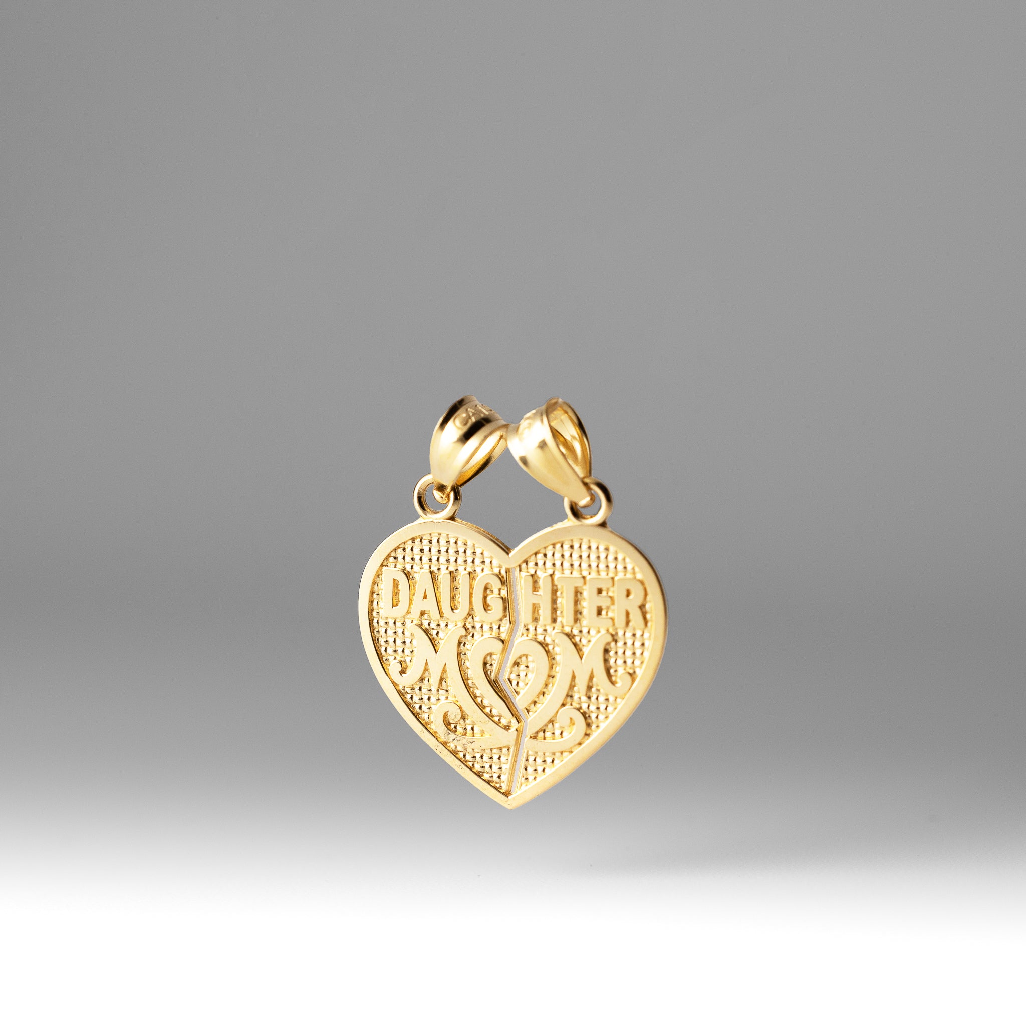 Gold Polished DAUGHTER-MOM Break Apart Heart Pendant - Model K5906 - Charlie & Co. Jewelry