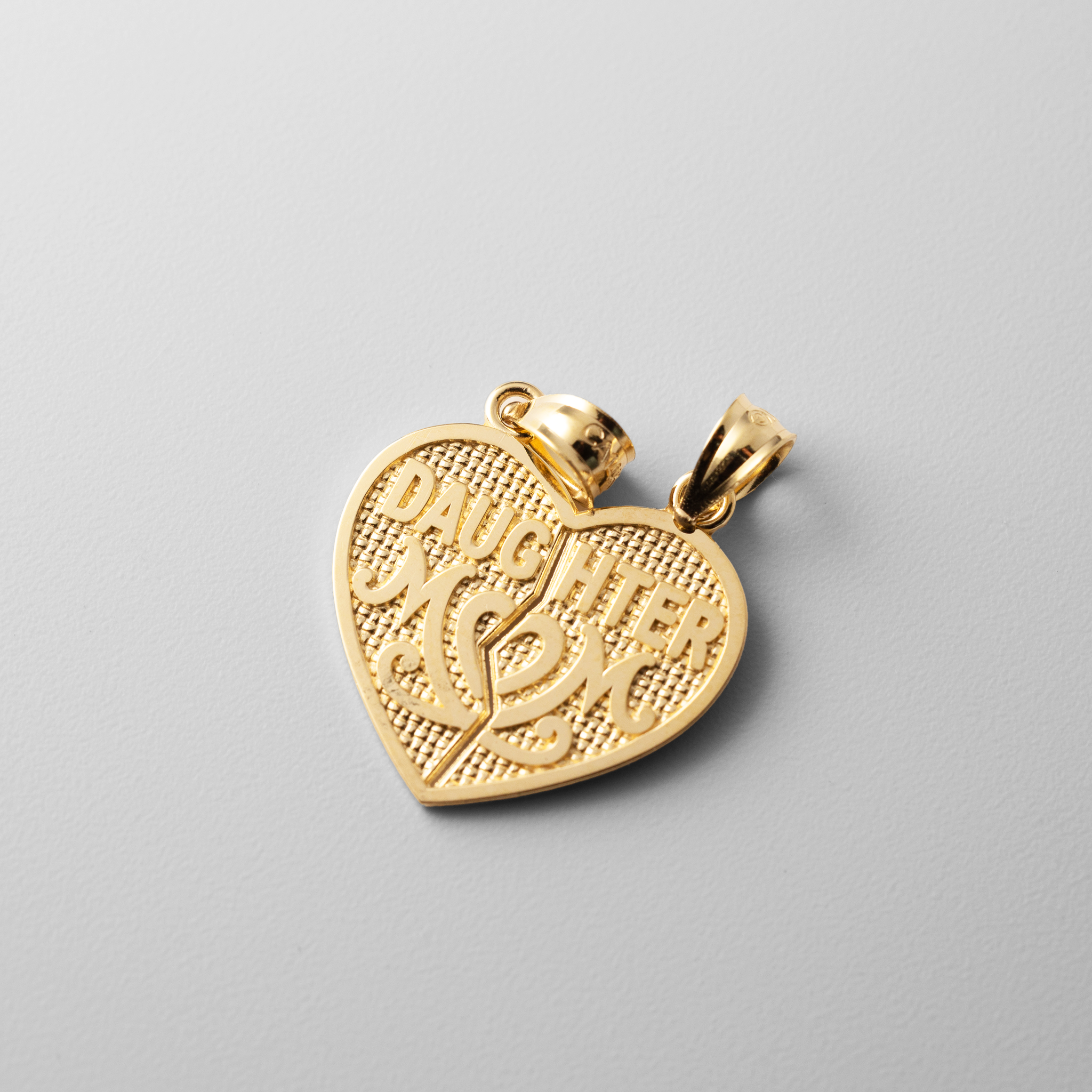 Gold Polished DAUGHTER-MOM Break Apart Heart Pendant - Model K5906 - Charlie & Co. Jewelry