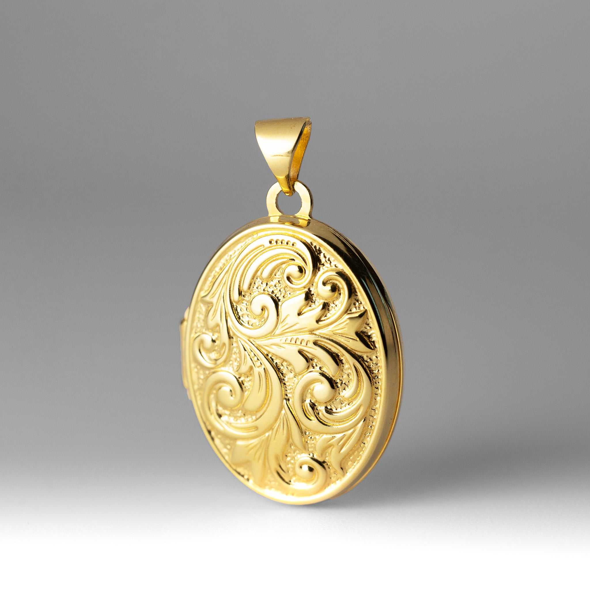 Gold "Love You Always" Swirl Reversible Large Locket Pendant - Model XL103 - Charlie & Co. Jewelry