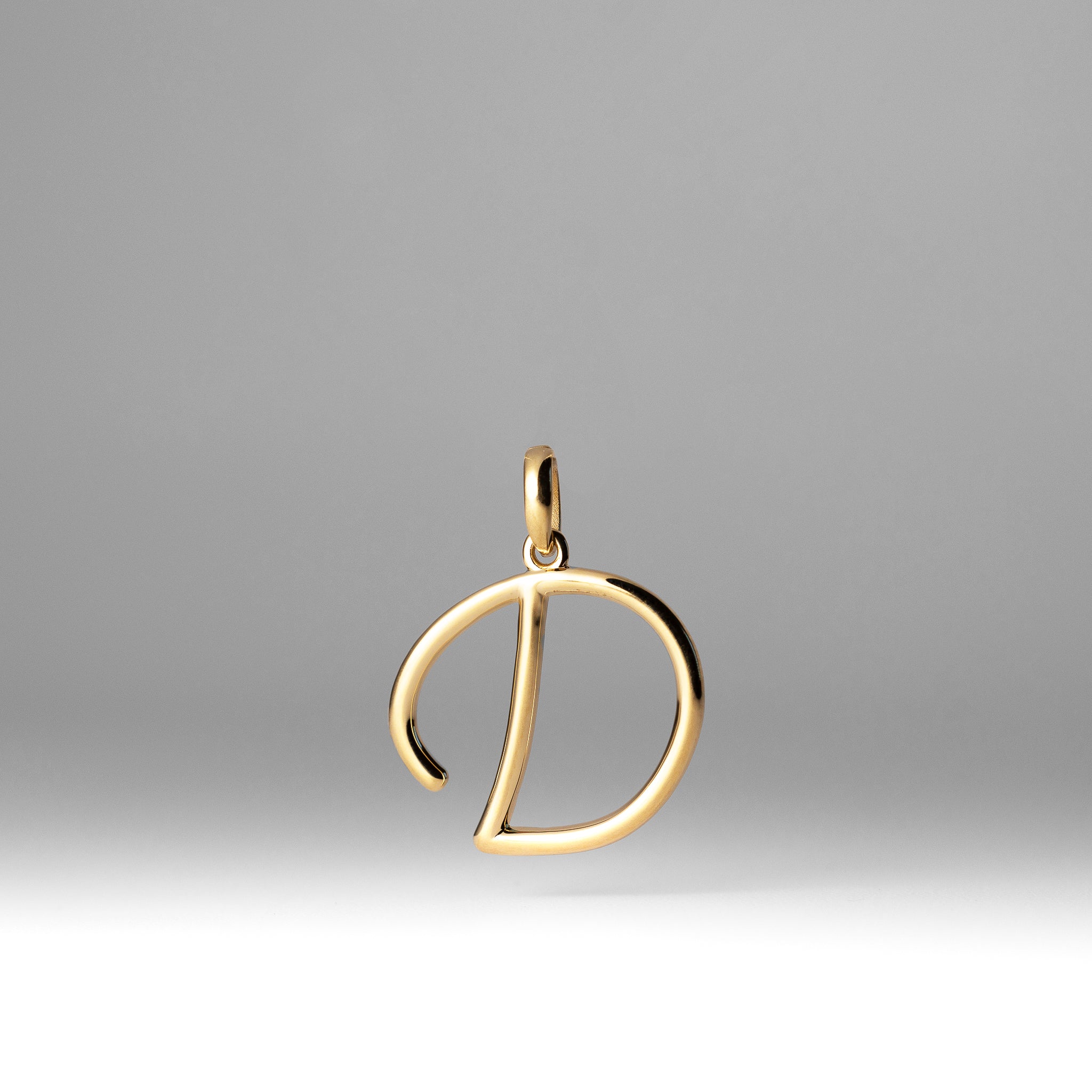 Gold Modern Cursive 'D' Large Pendant