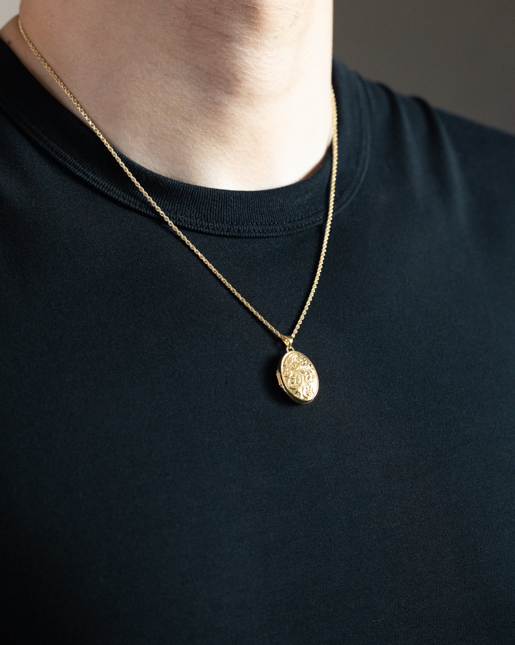 Gold "Love You Always" Swirl Reversible Large Locket Pendant - Model XL103 - Charlie & Co. Jewelry