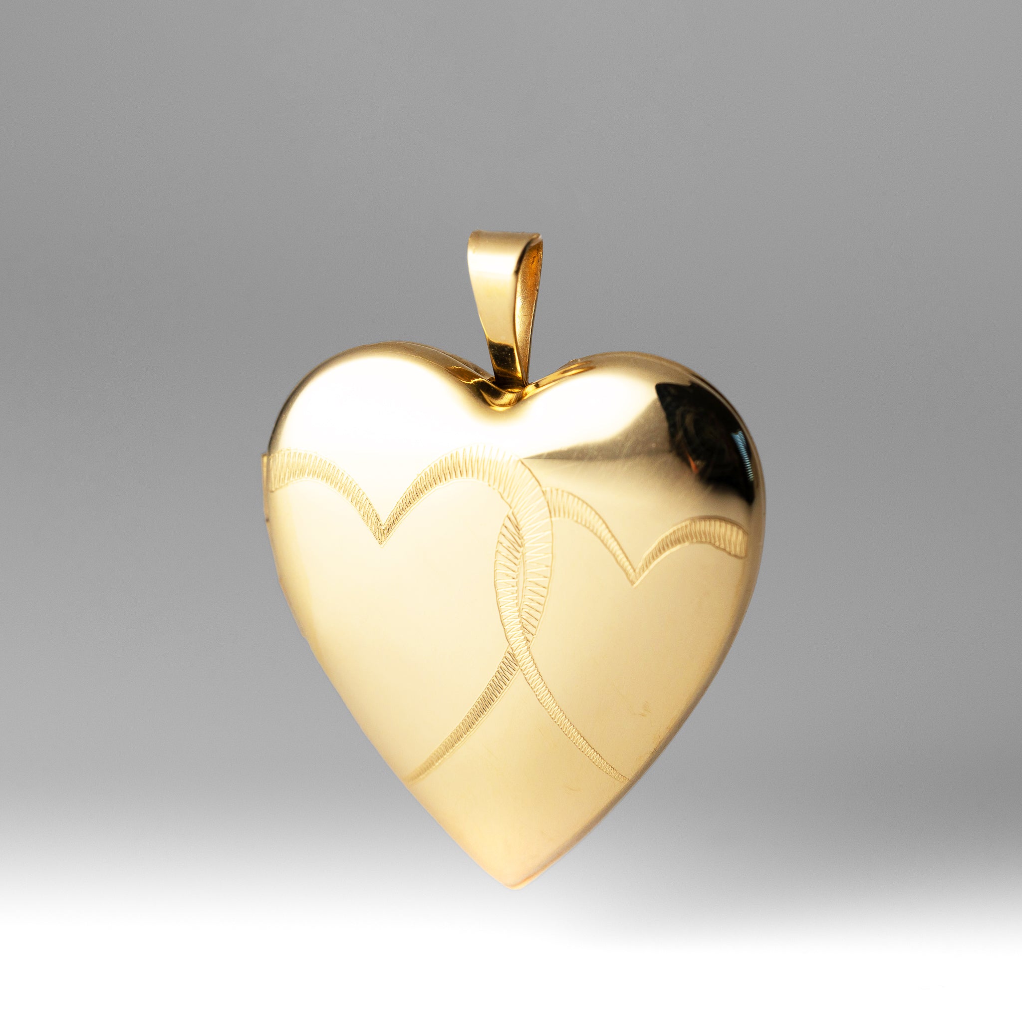 Gold Hearts Engraved Heart Locket Pendant - Model PT0621 - Charlie & Co. Jewelry