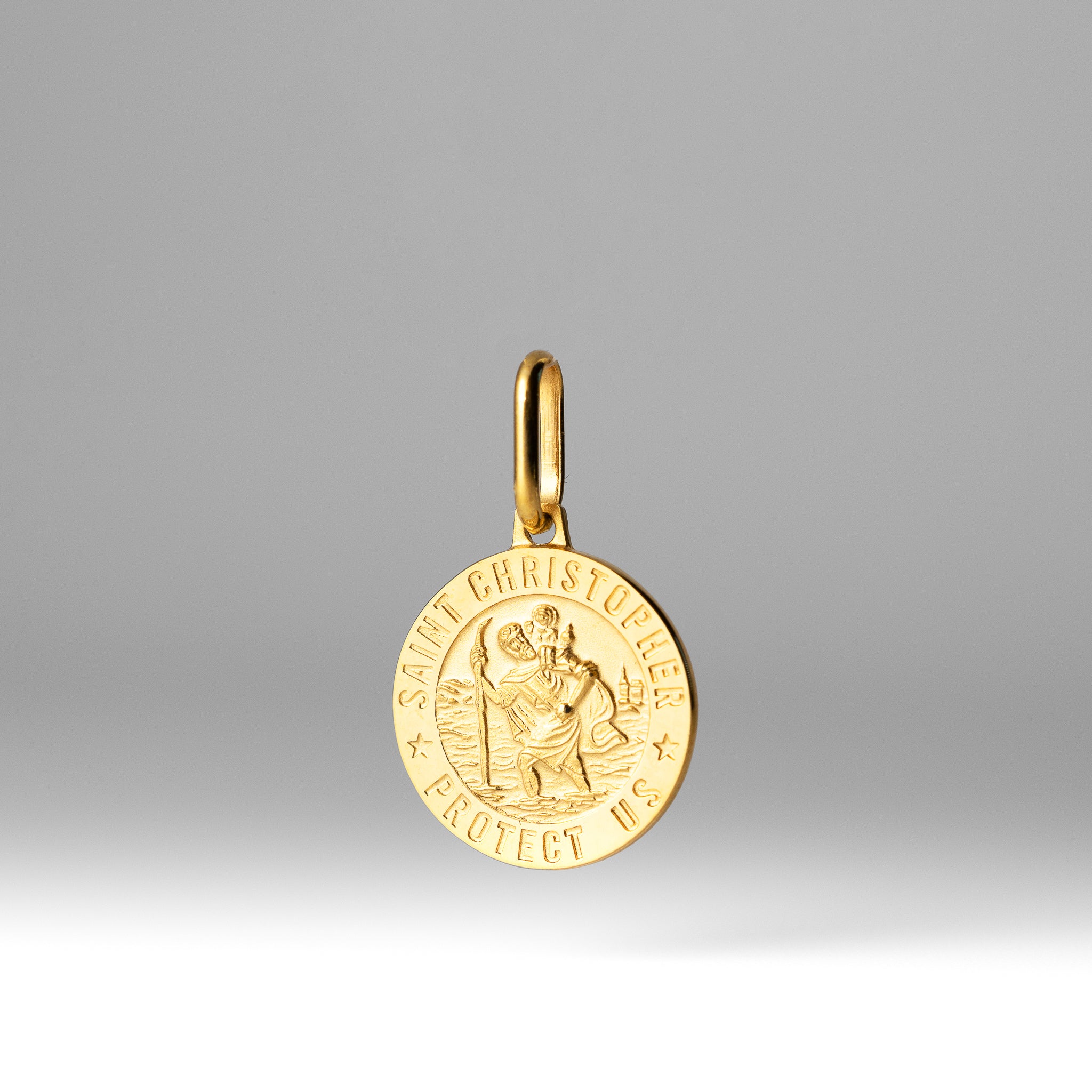 Gold St. Christopher Small Solid Medal Pendant - Model 267 - Charlie & Co. Jewelry