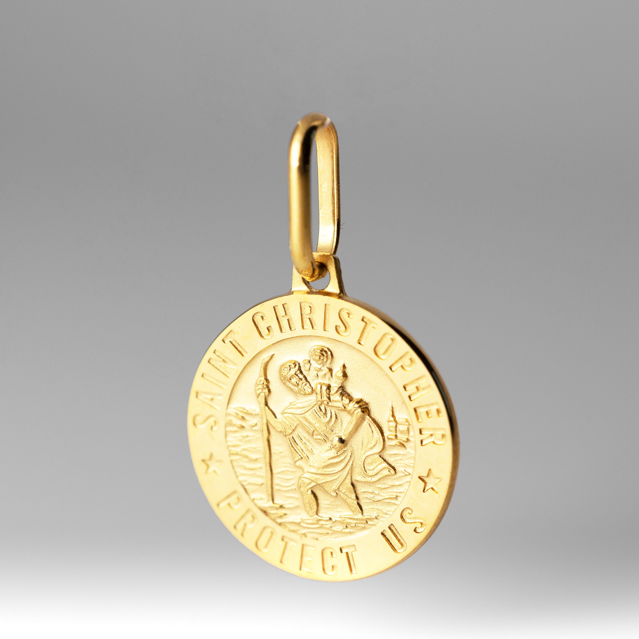 Gold St. Christopher Small Solid Medal Pendant - Model 267 - Charlie & Co. Jewelry