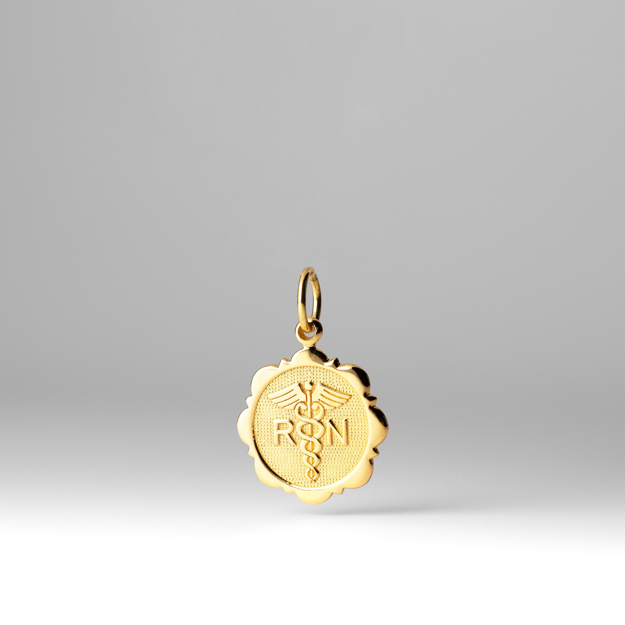 Gold RN Registered Nurse Disc Charm - Model C1784 - Charlie & Co. Jewelry