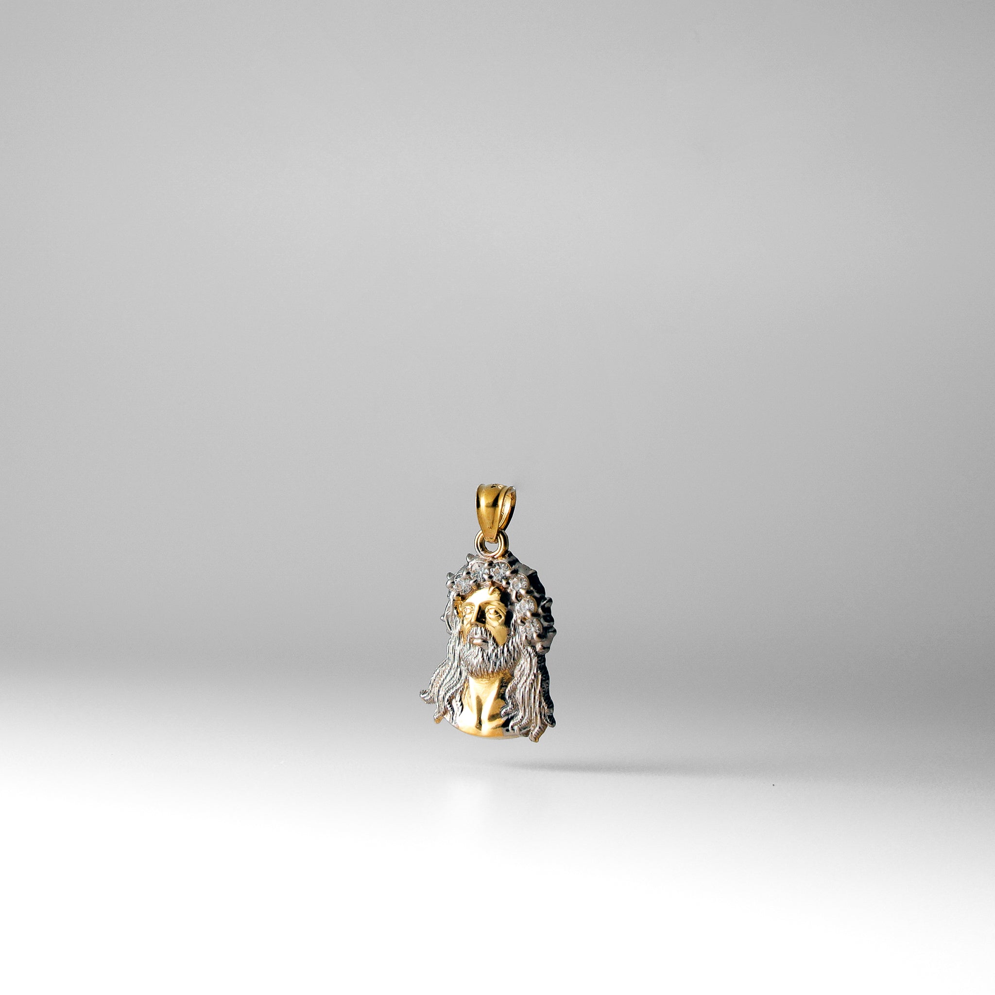 Gold CZ Jesus Christ Head Pendant - Model 1184 - Charlie & Co. Jewelry